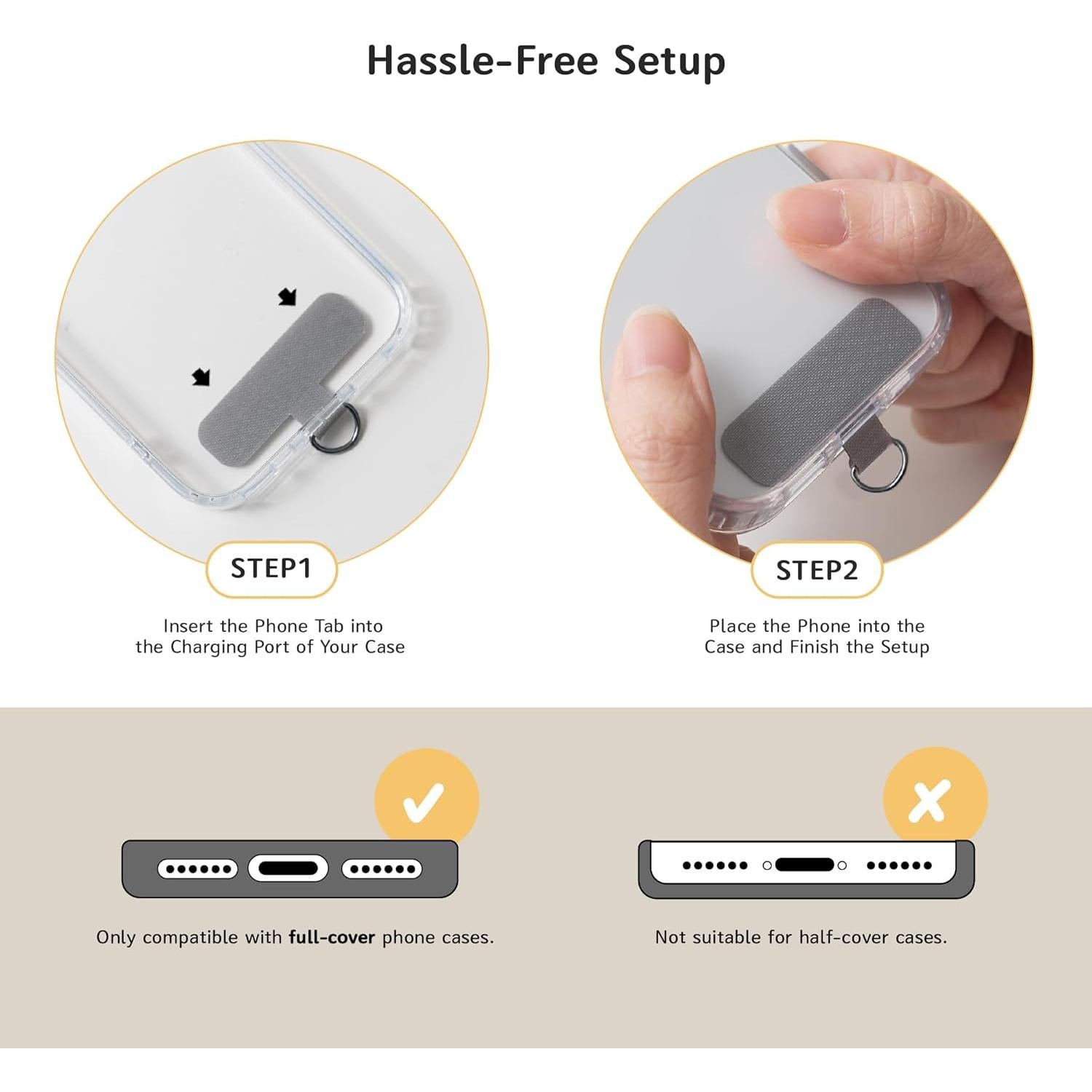 Cuerda para Teléfono Cruzada EKAX Ajustable Nylon Gris/Negro