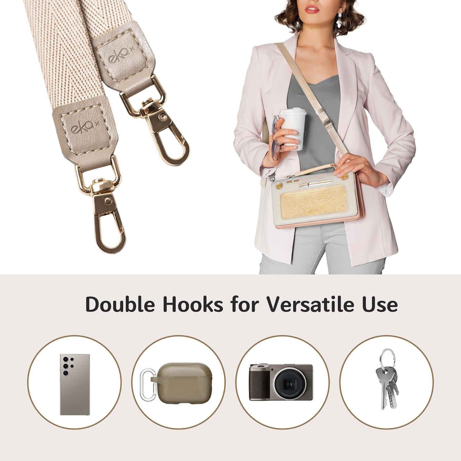 Cuerda para Teléfono Cruzada EKAX Ajustable Nylon Gris/Negro