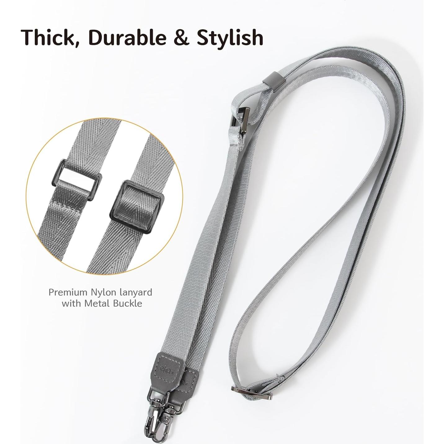 Cuerda para Teléfono Cruzada EKAX Ajustable Nylon Gris/Negro
