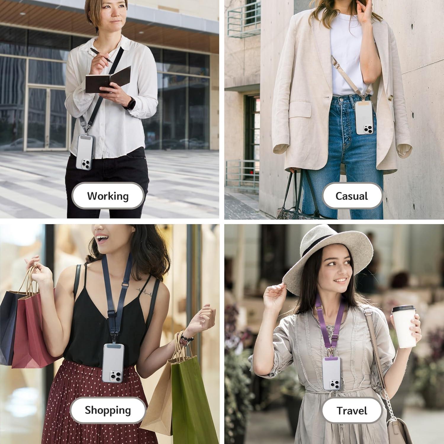 Cuerda para Teléfono Cruzada EKAX Ajustable Nylon Gris/Negro