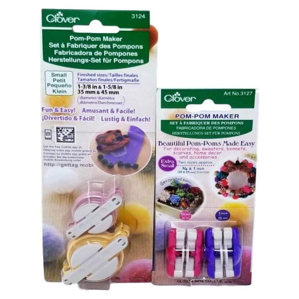 Juego de Hacedores de Pom Pom Clover 4 Tamaños 1.9 a 4.1 cm