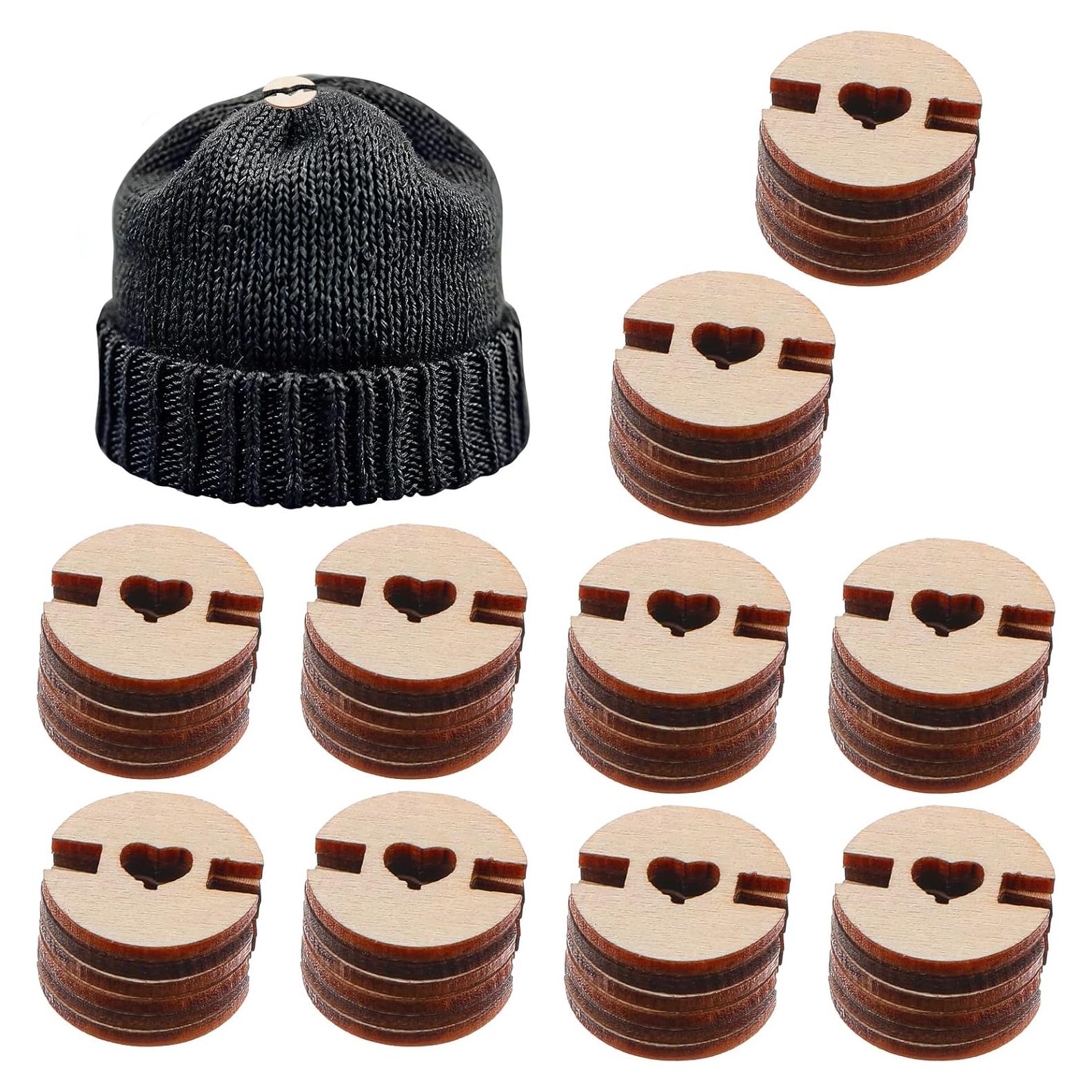 60 Botones Pom Pom de Madera Bremorou para Sombreros 2cm