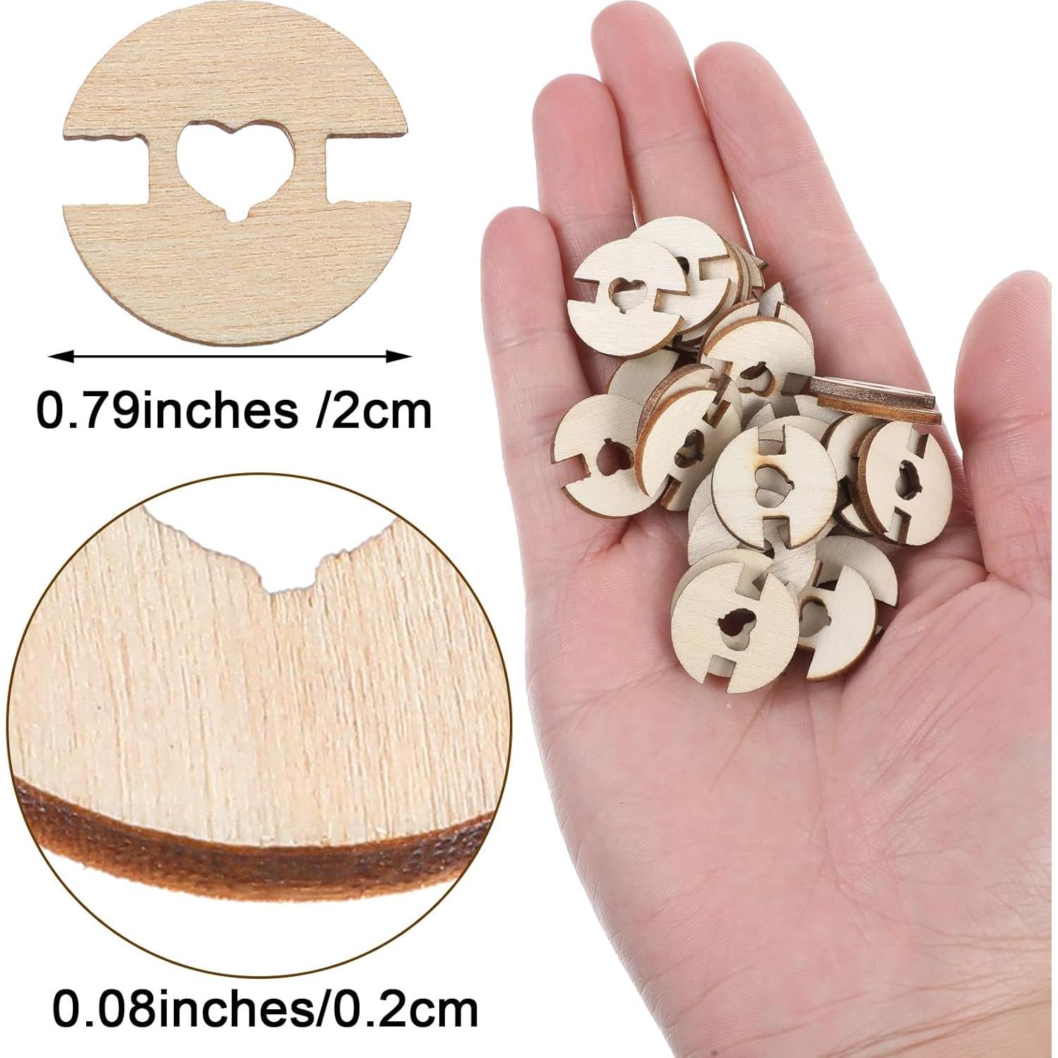 60 Botones Pom Pom de Madera Bremorou para Sombreros 2cm