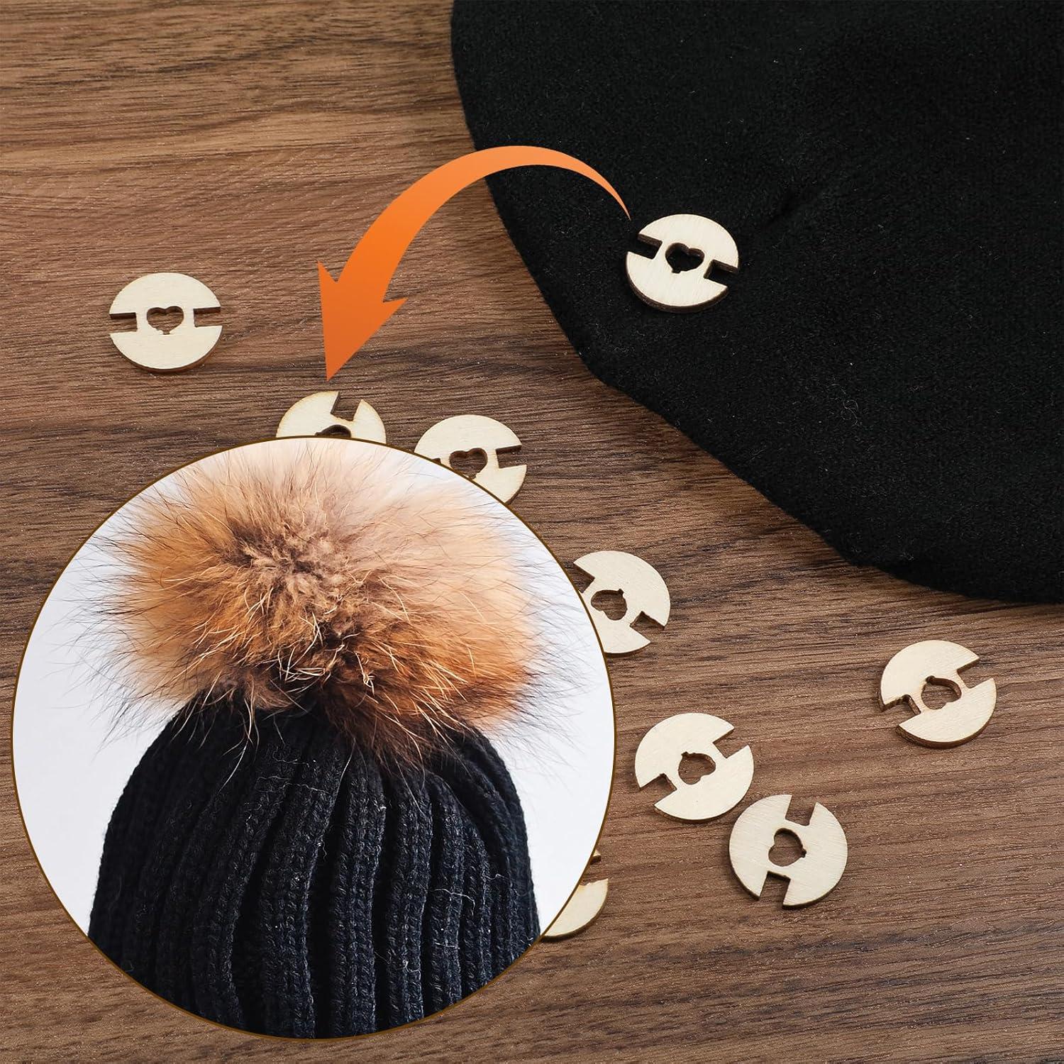 60 Botones Pom Pom de Madera Bremorou para Sombreros 2cm