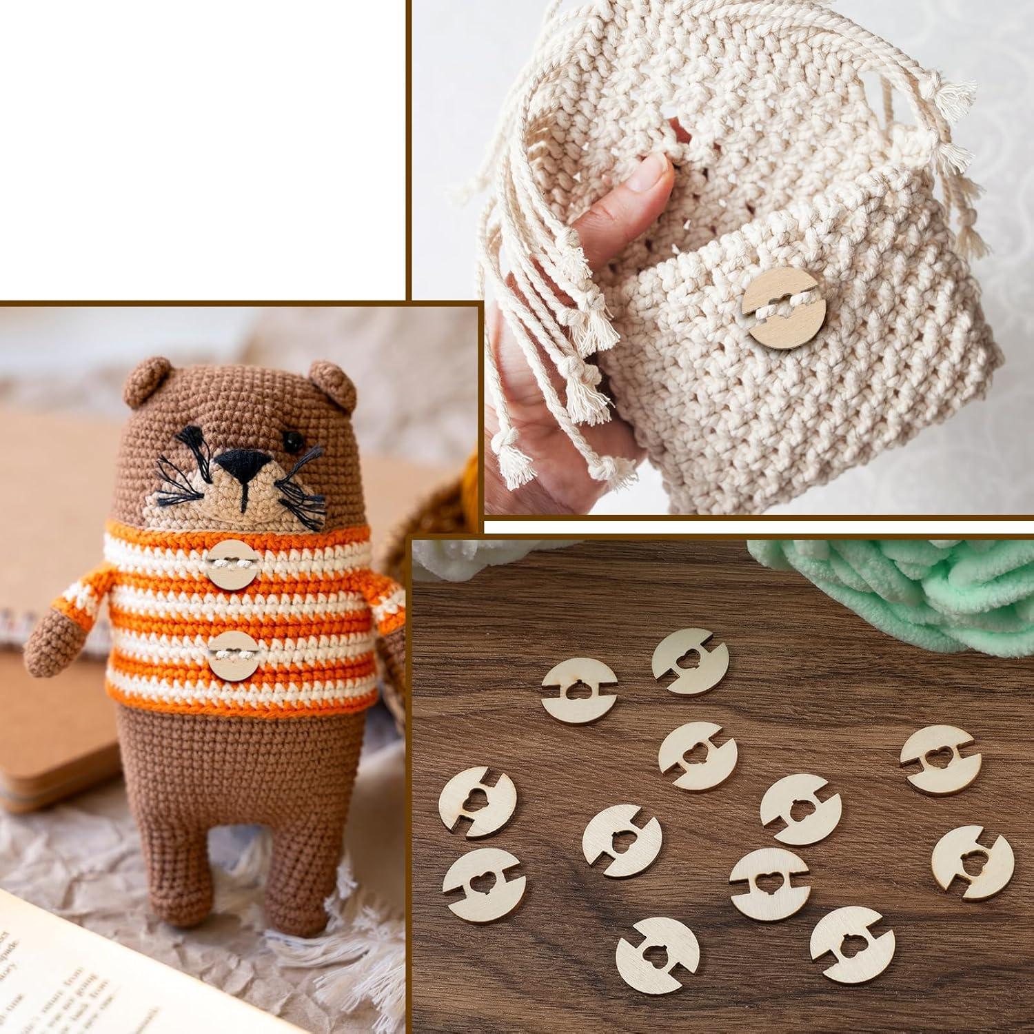 60 Botones Pom Pom de Madera Bremorou para Sombreros 2cm