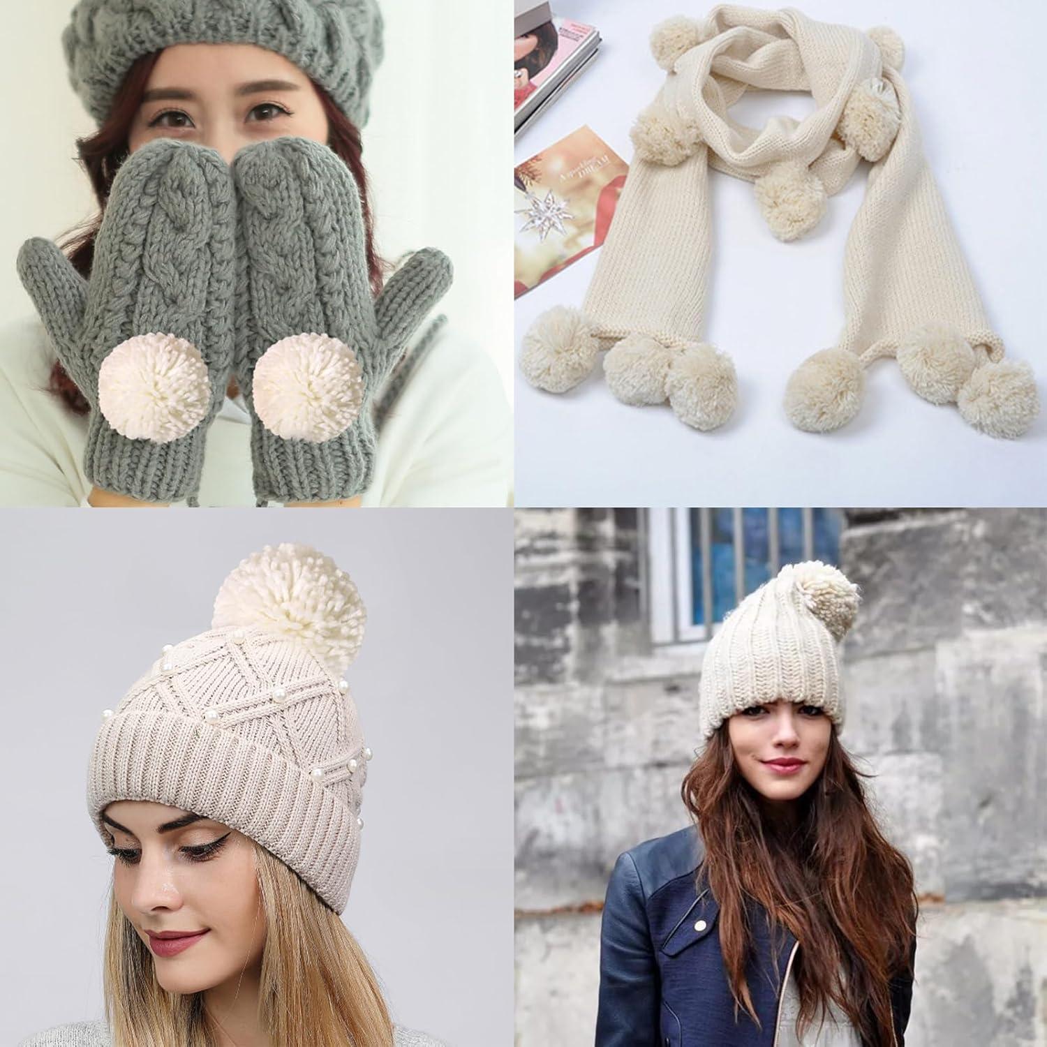 Paquete de 12 Pom Poms de Hilo Blanco 8CM para Manualidades