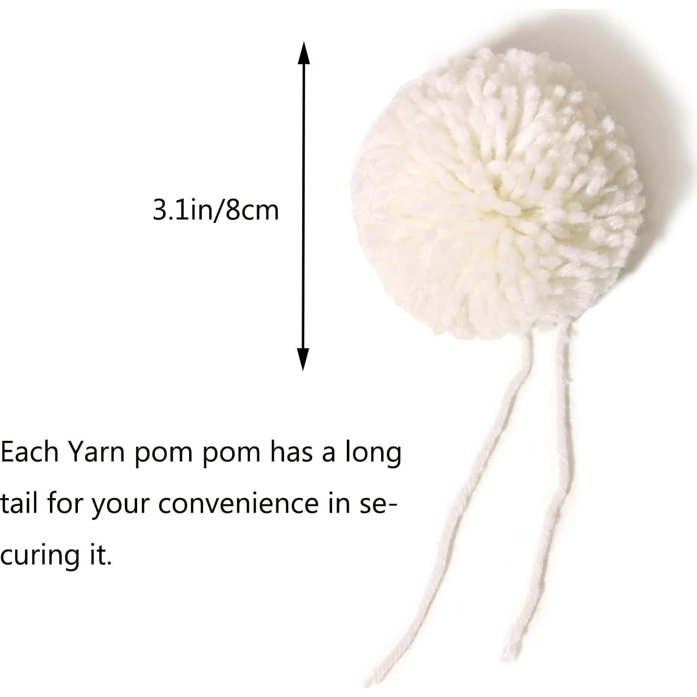 Paquete de 12 Pom Poms de Hilo Blanco 8CM para Manualidades