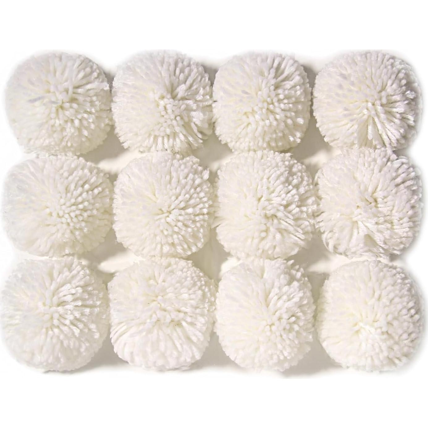 Paquete de 12 Pom Poms de Hilo Blanco 8CM para Manualidades