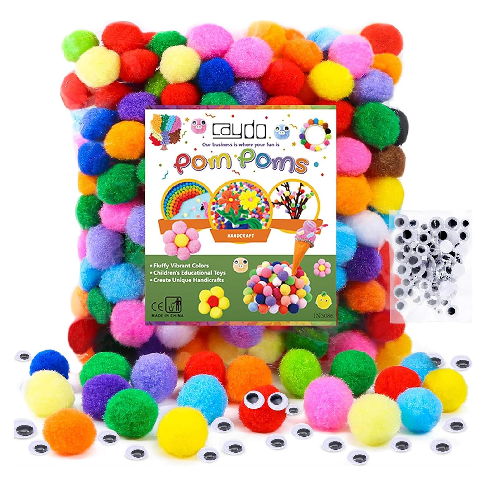 Pompones Multicolor Caydo 400 Piezas 2.5 cm para Manualidades
