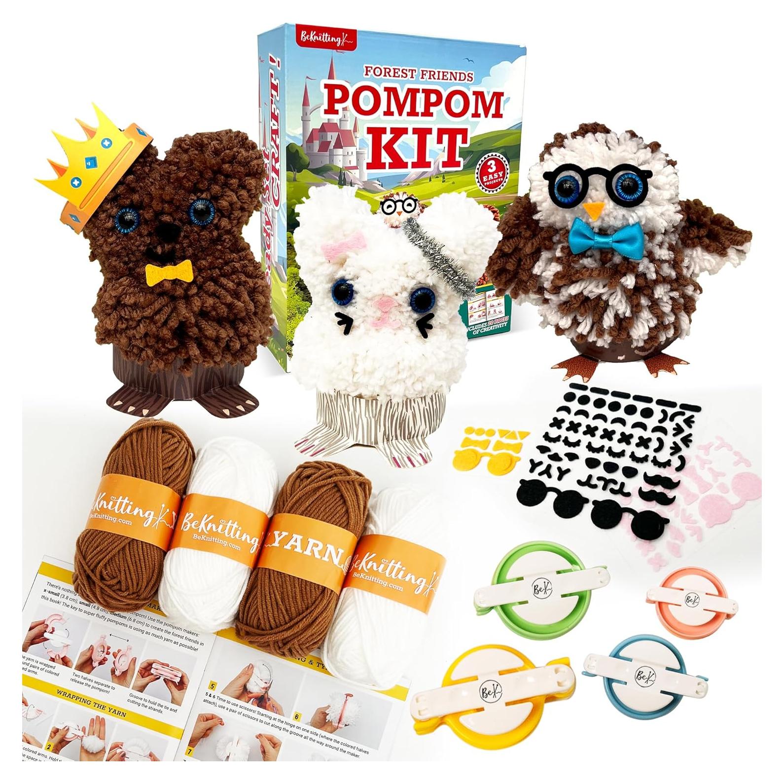 Kit de Manualidades BeKnitting para Hacer Pompones - 31 Piezas