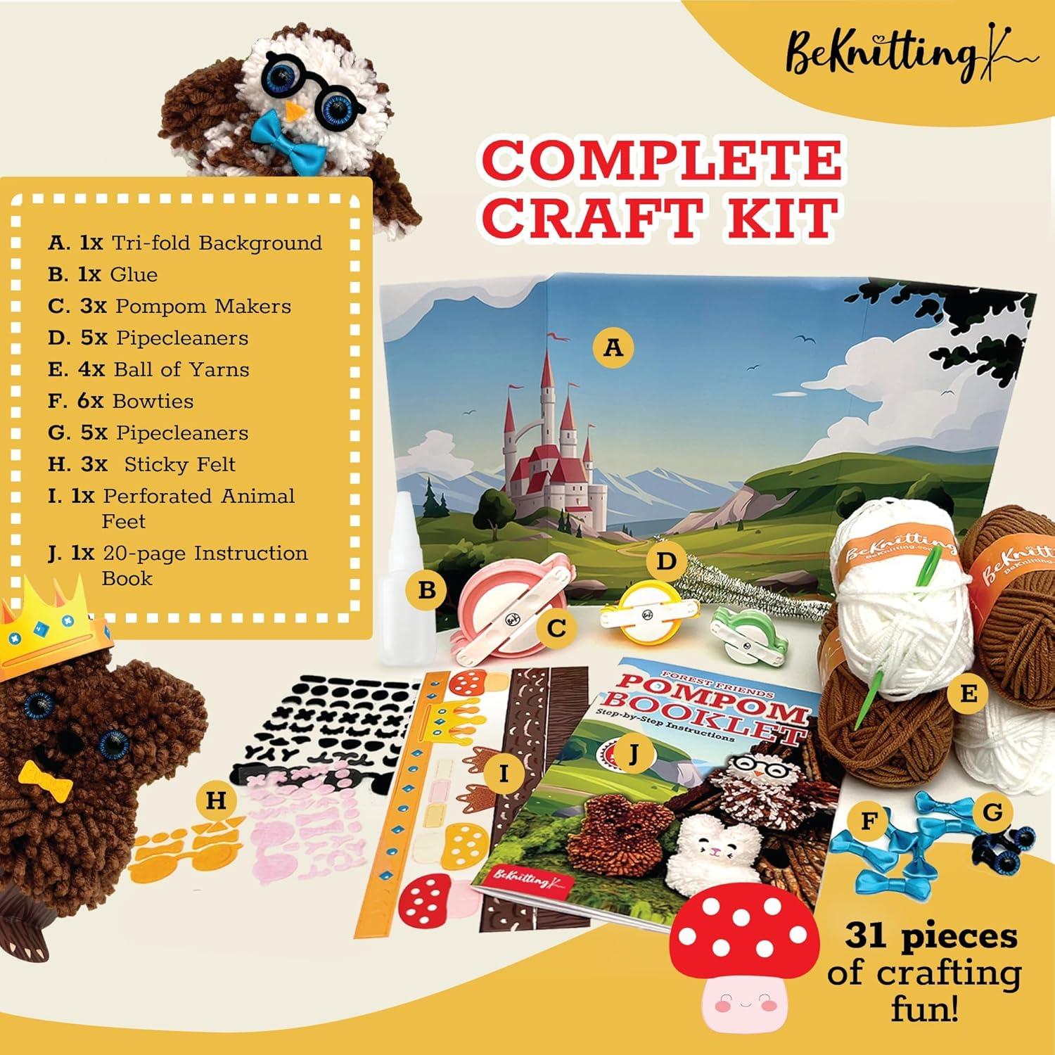 Kit de Manualidades BeKnitting para Hacer Pompones - 31 Piezas