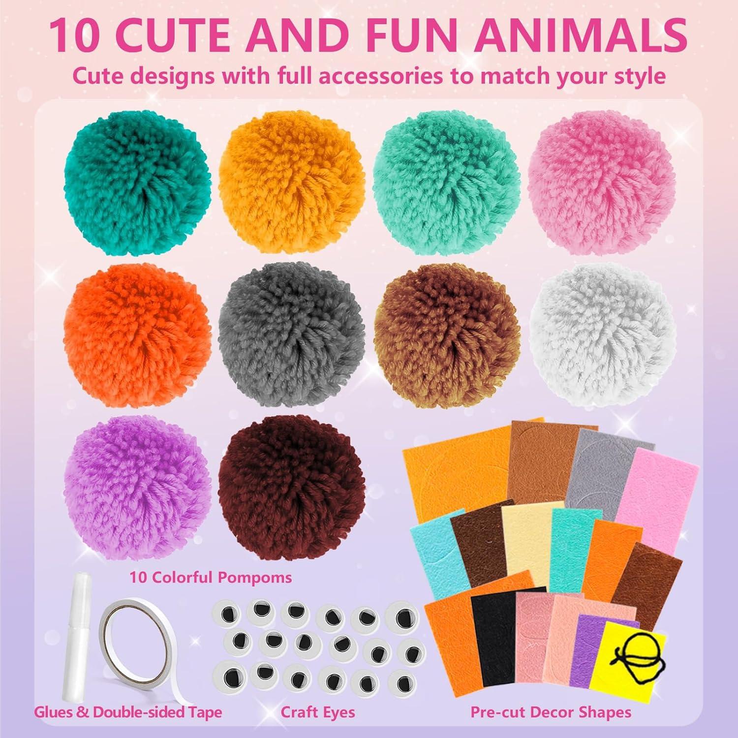 Kit de Manualidades Pom Pom LAOESE - 10 Animales DIY para Niños