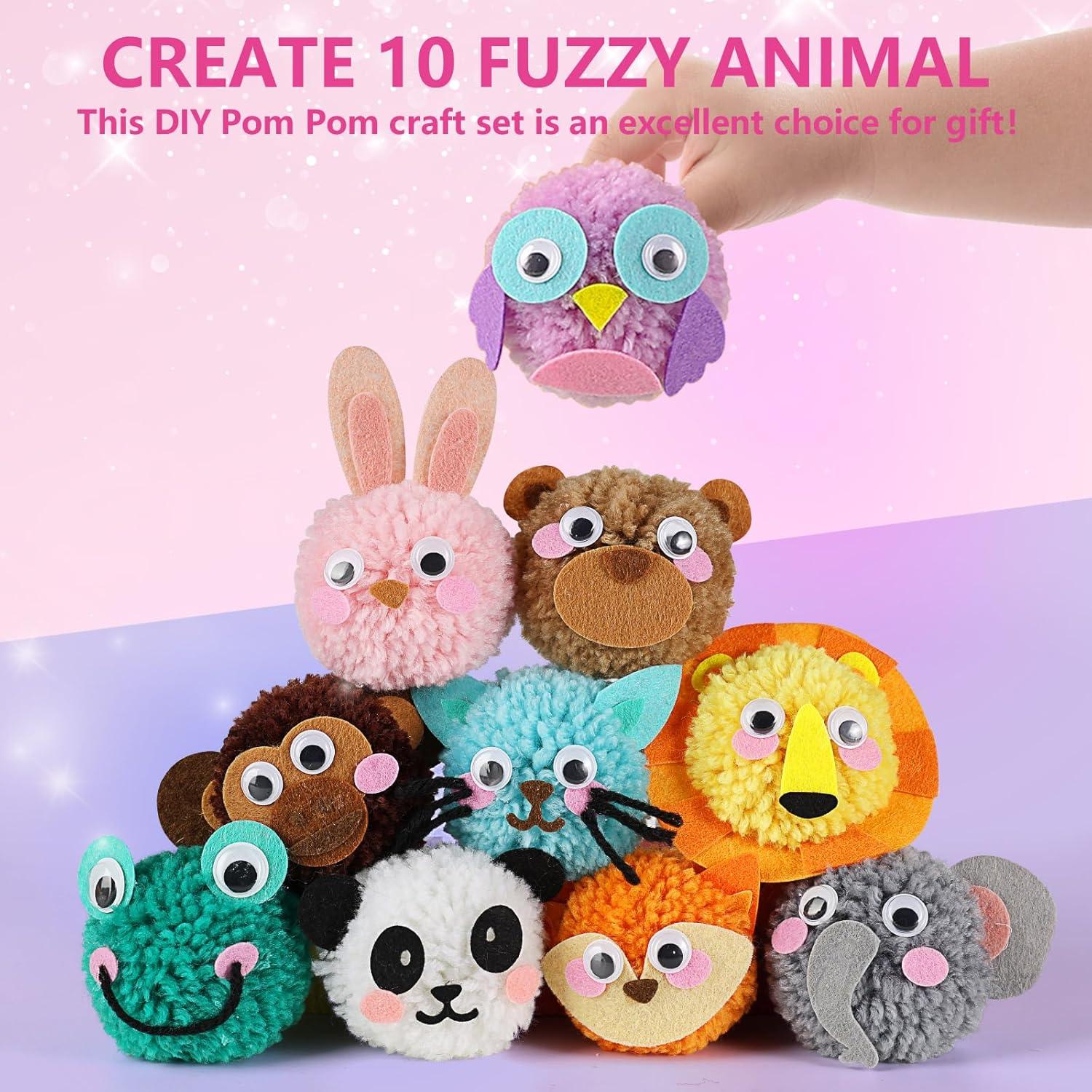 Kit de Manualidades Pom Pom LAOESE - 10 Animales DIY para Niños