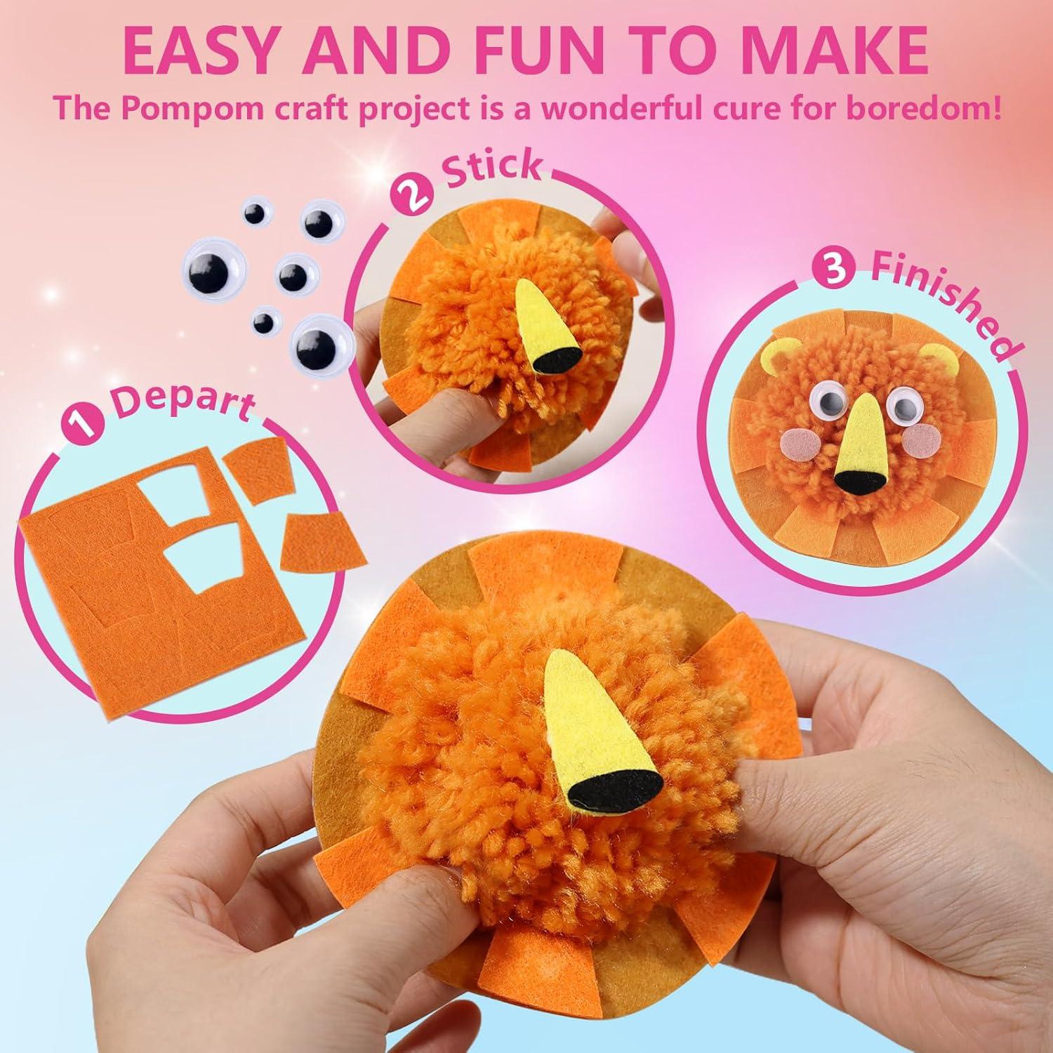 Kit de Manualidades Pom Pom LAOESE - 10 Animales DIY para Niños
