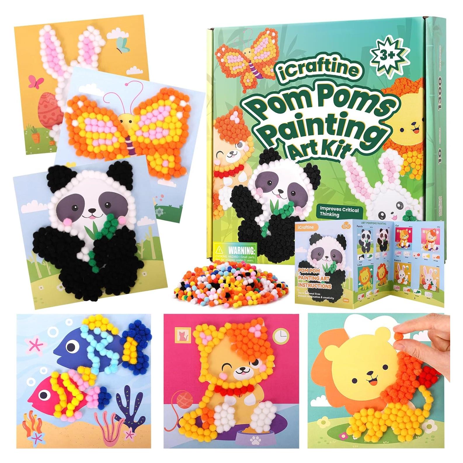 Kit de Manualidades Pom Poms iCraftine para Niños 2-6 Años
