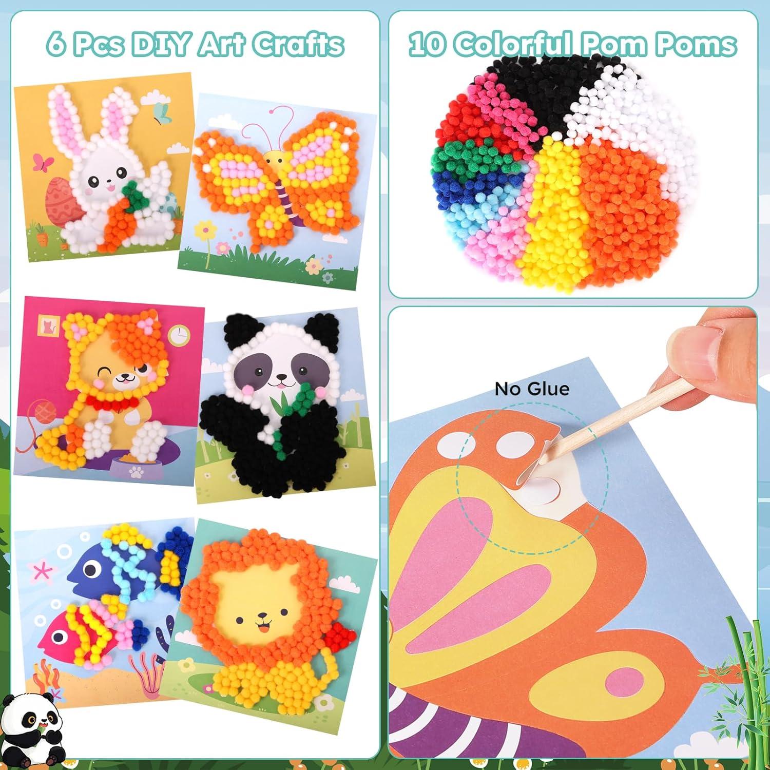 Kit de Manualidades Pom Poms iCraftine para Niños 2-6 Años