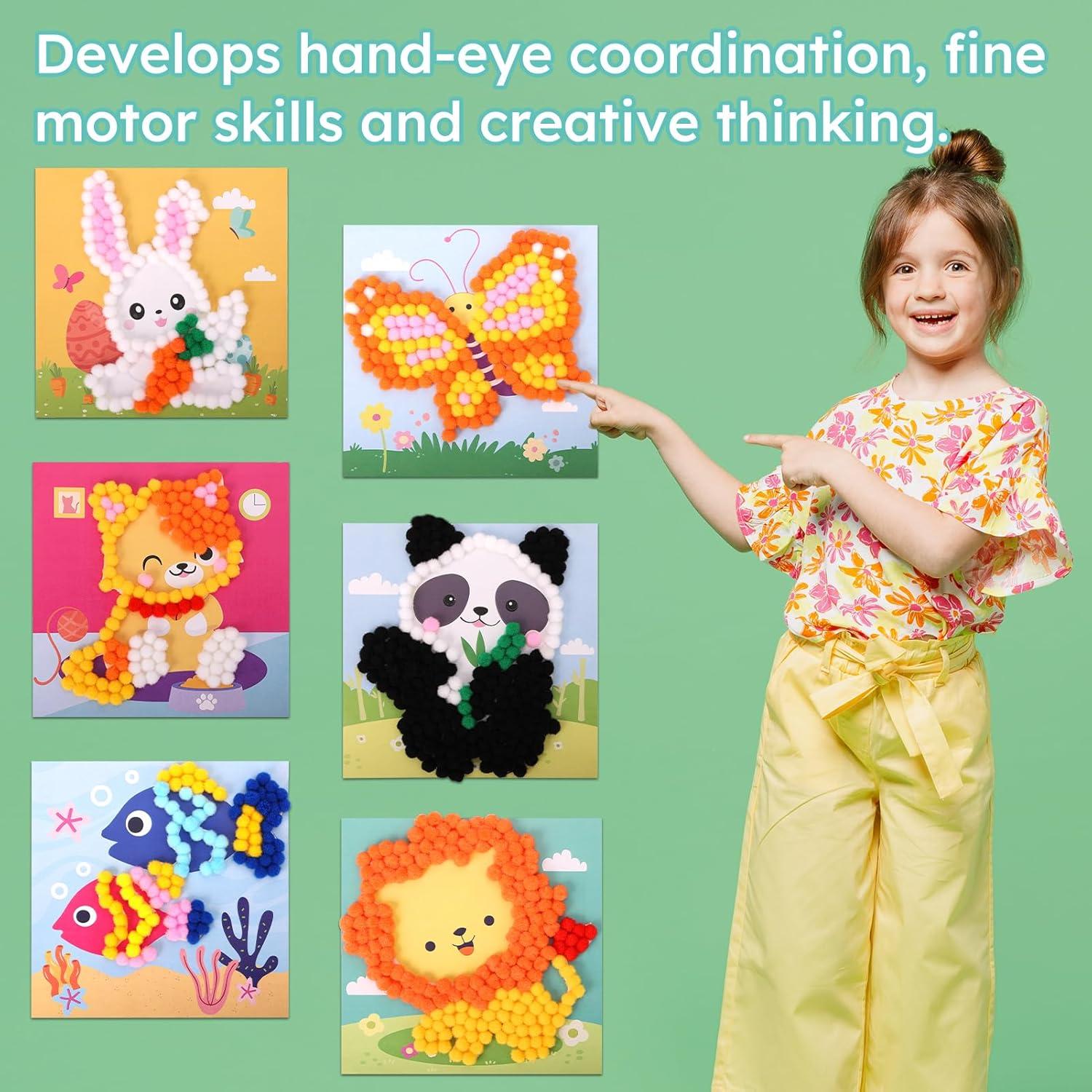 Kit de Manualidades Pom Poms iCraftine para Niños 2-6 Años