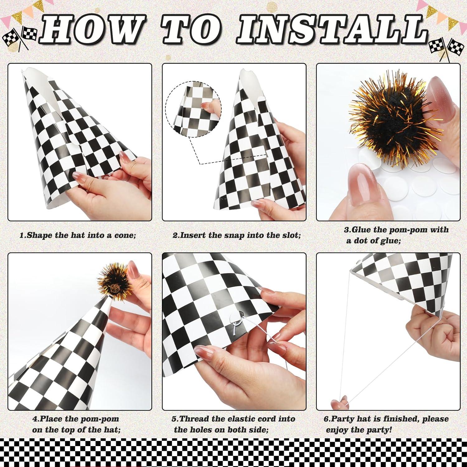 72 Pcs Sombreros de Fiesta de Cumpleaños Temática de Carreras