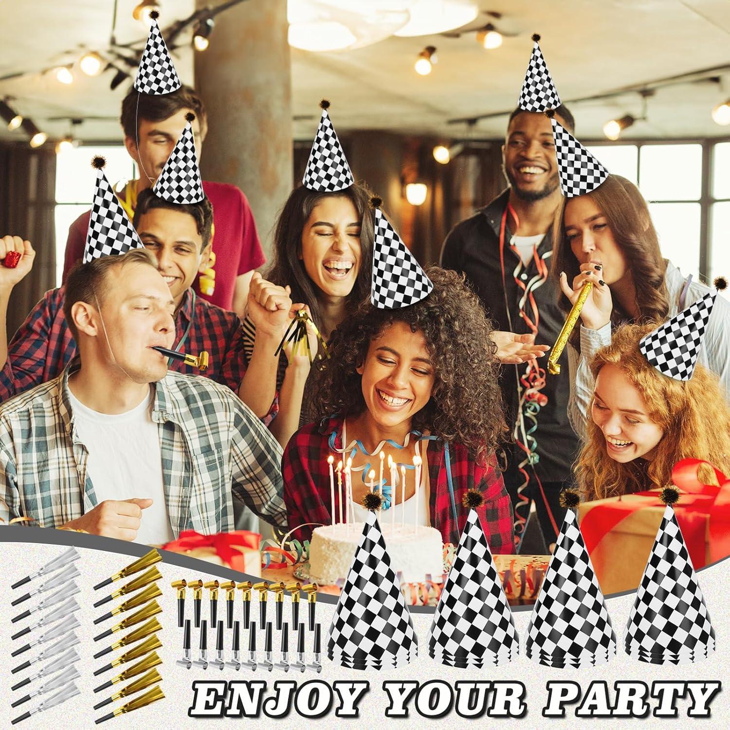 72 Pcs Sombreros de Fiesta de Cumpleaños Temática de Carreras