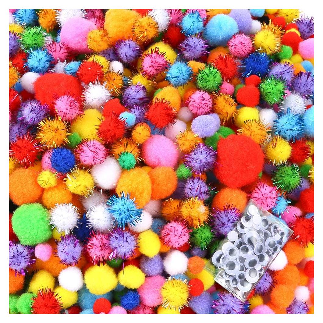 Caydo 2000 Piezas Pompoms Multicolor y Ojos Móviles para Manualidades