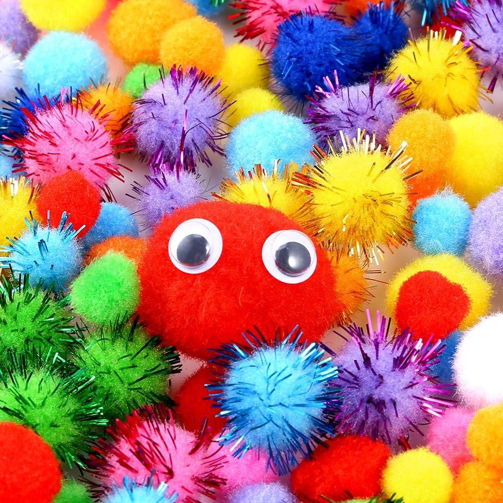 Caydo 2000 Piezas Pompoms Multicolor y Ojos Móviles para Manualidades