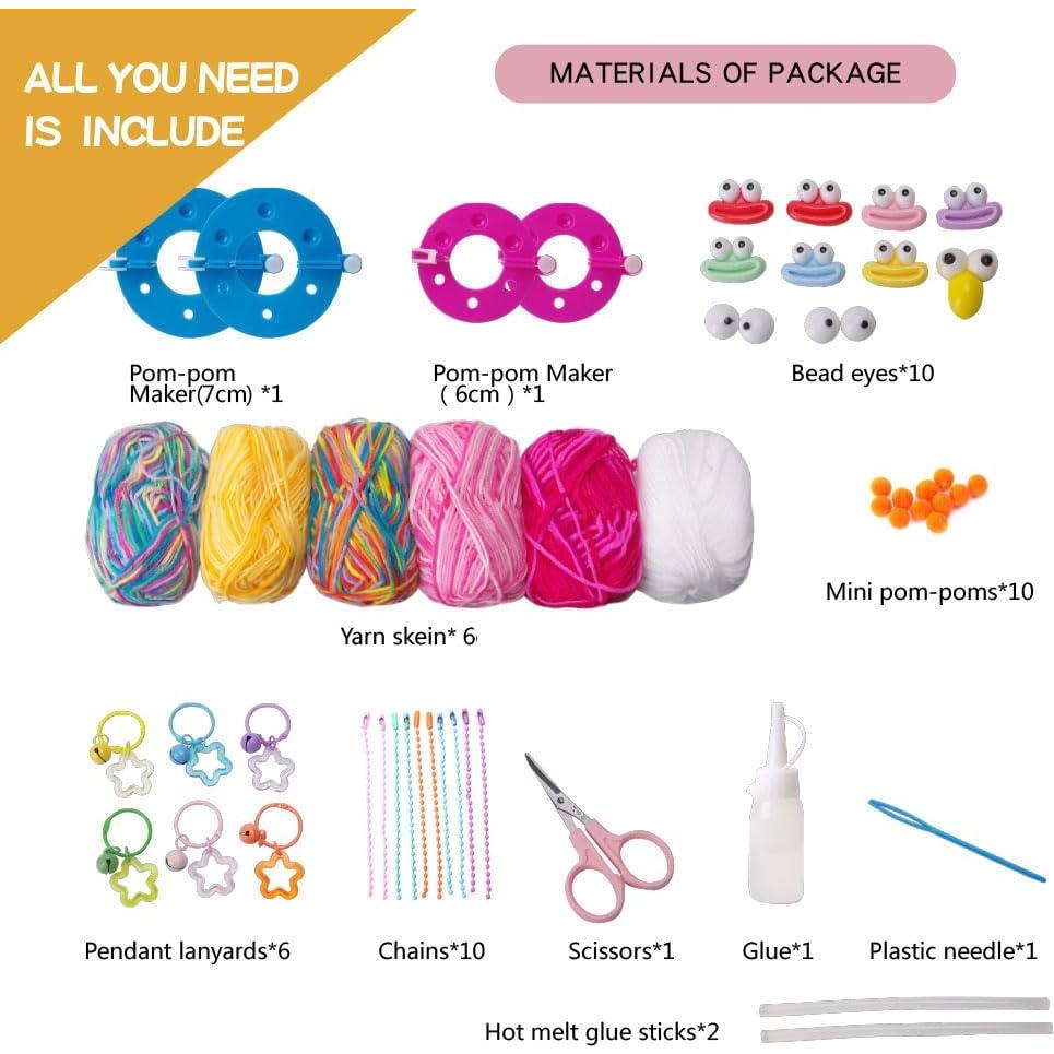 Kit de Manualidades Pom Pom Pets ACADOIT - Crea 10 Pom-Poms