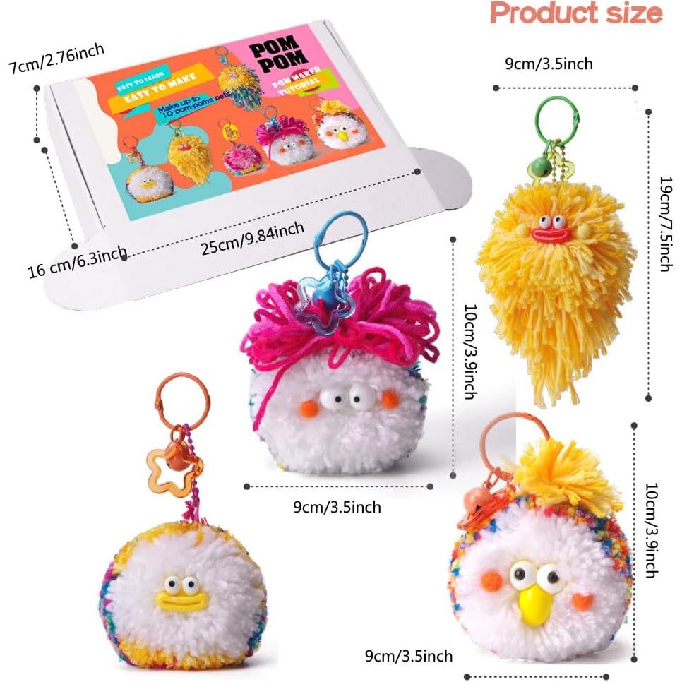 Kit de Manualidades Pom Pom Pets ACADOIT - Crea 10 Pom-Poms