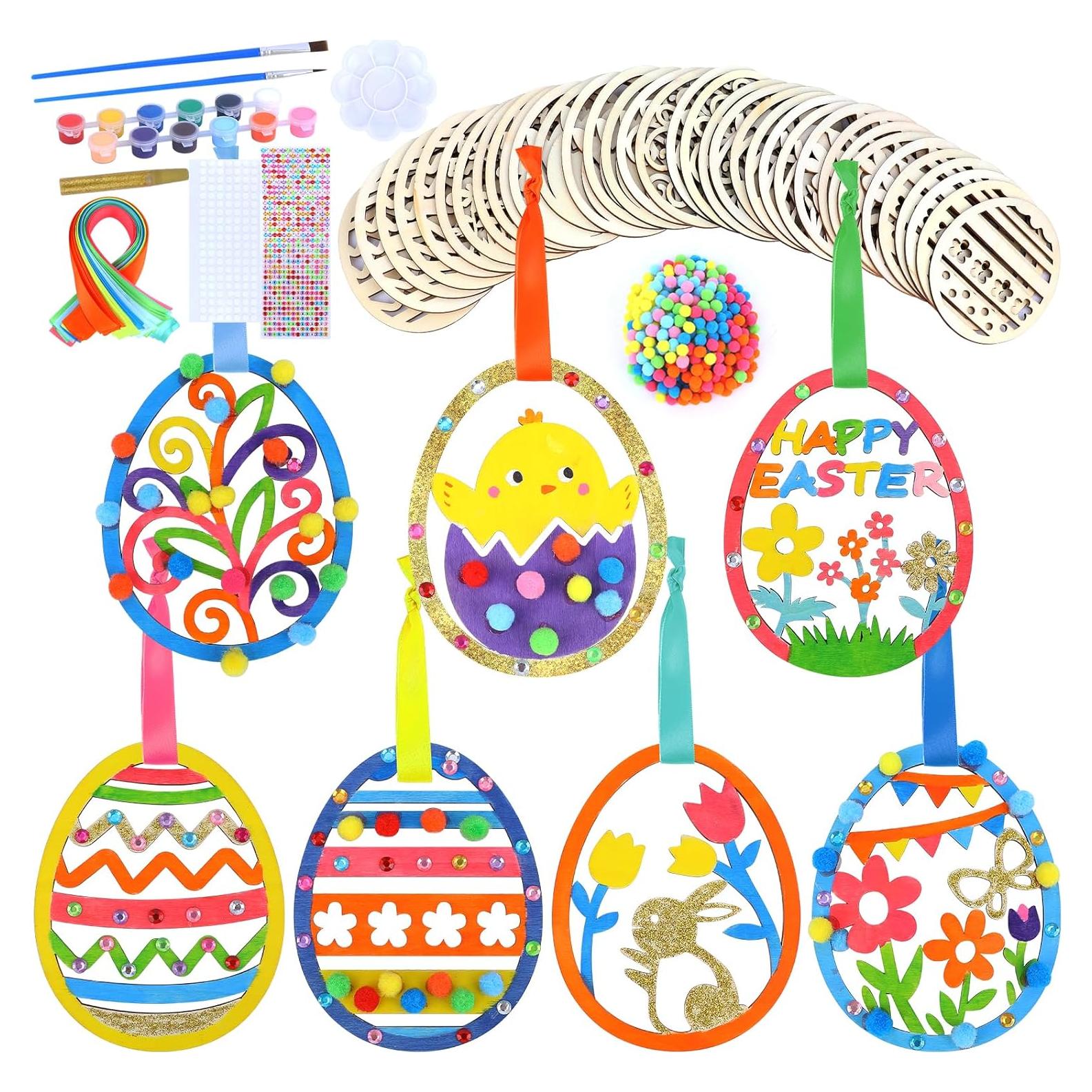 35 Piezas Adornos de Madera DIY Happy Makers Pascua