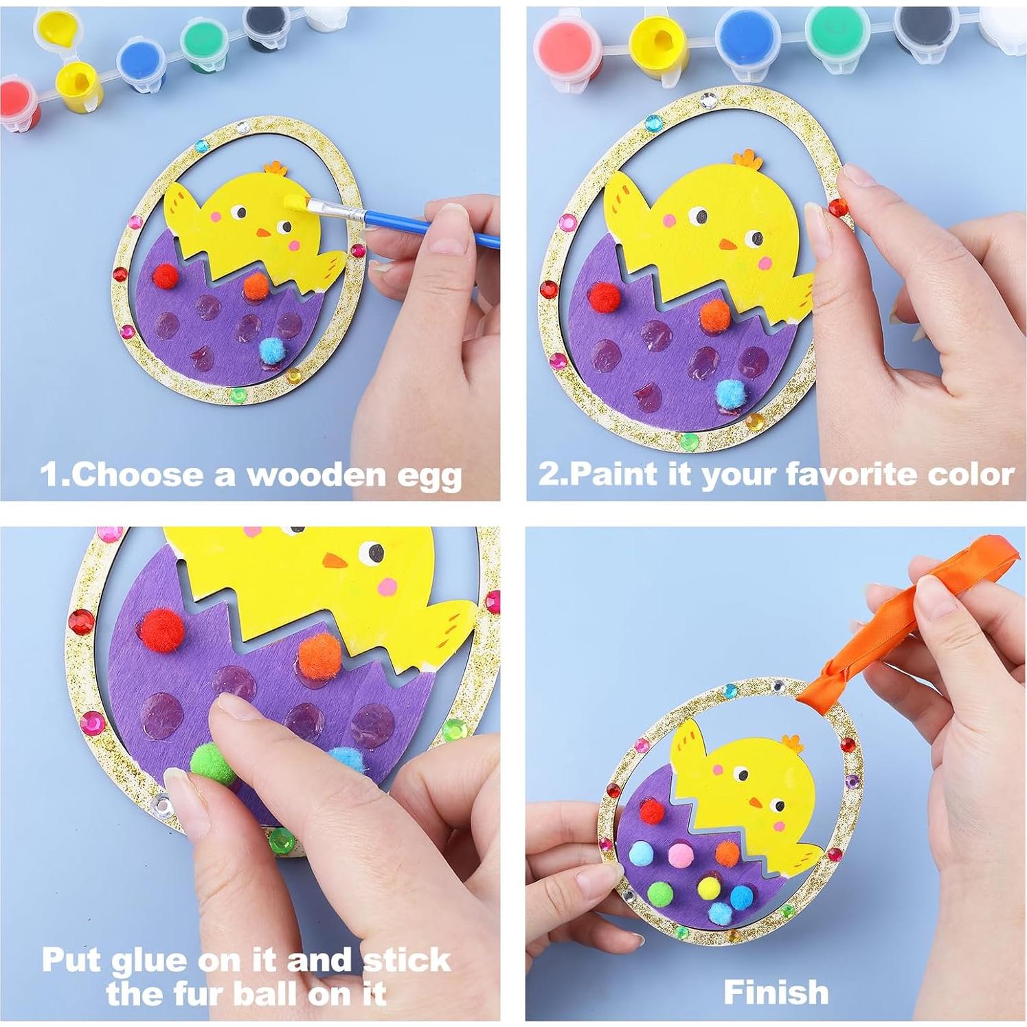 35 Piezas Adornos de Madera DIY Happy Makers Pascua