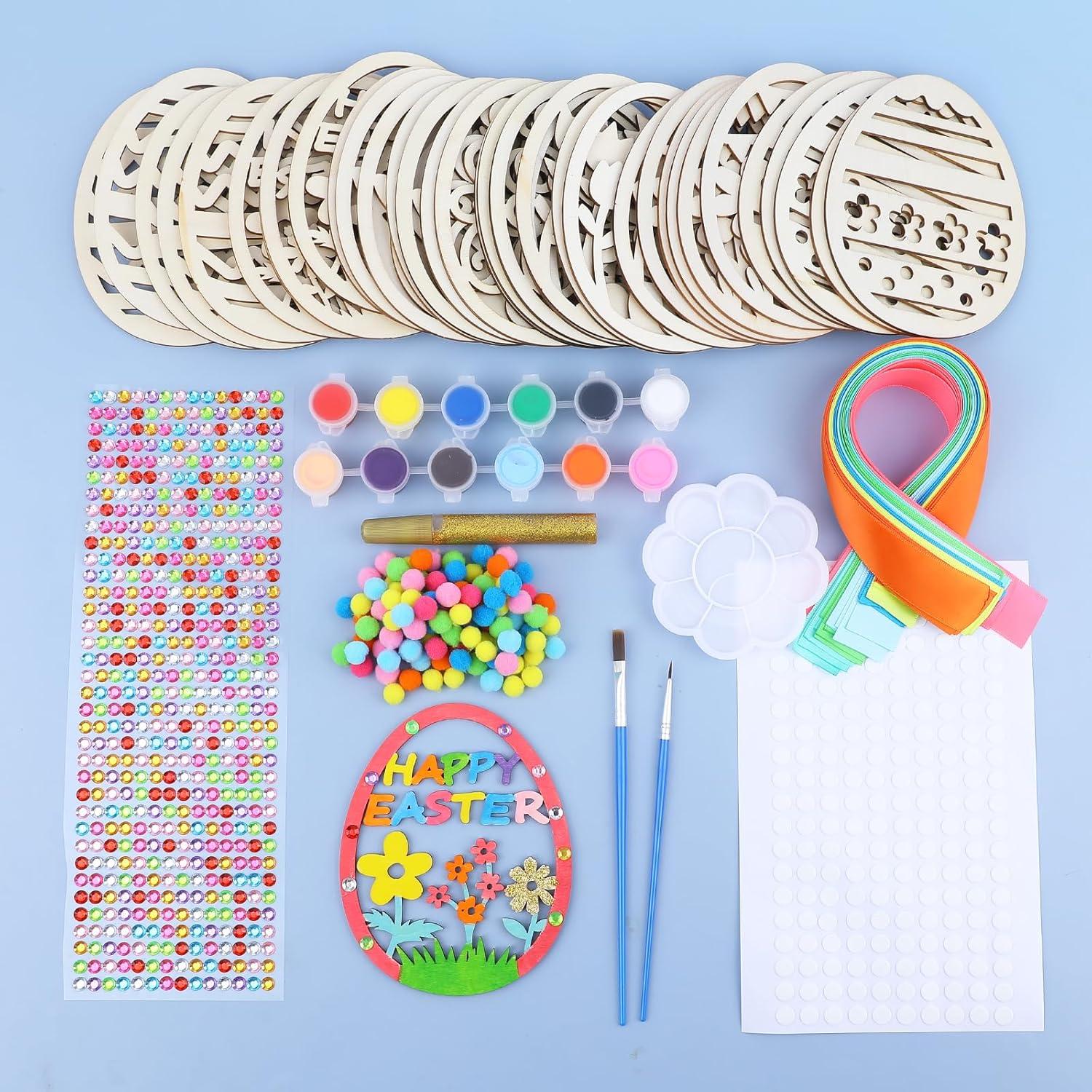 35 Piezas Adornos de Madera DIY Happy Makers Pascua