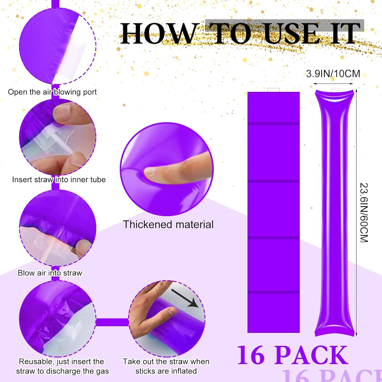 40 Accesorios de Animación Morados - Aplaudidores, Pompones y Palos