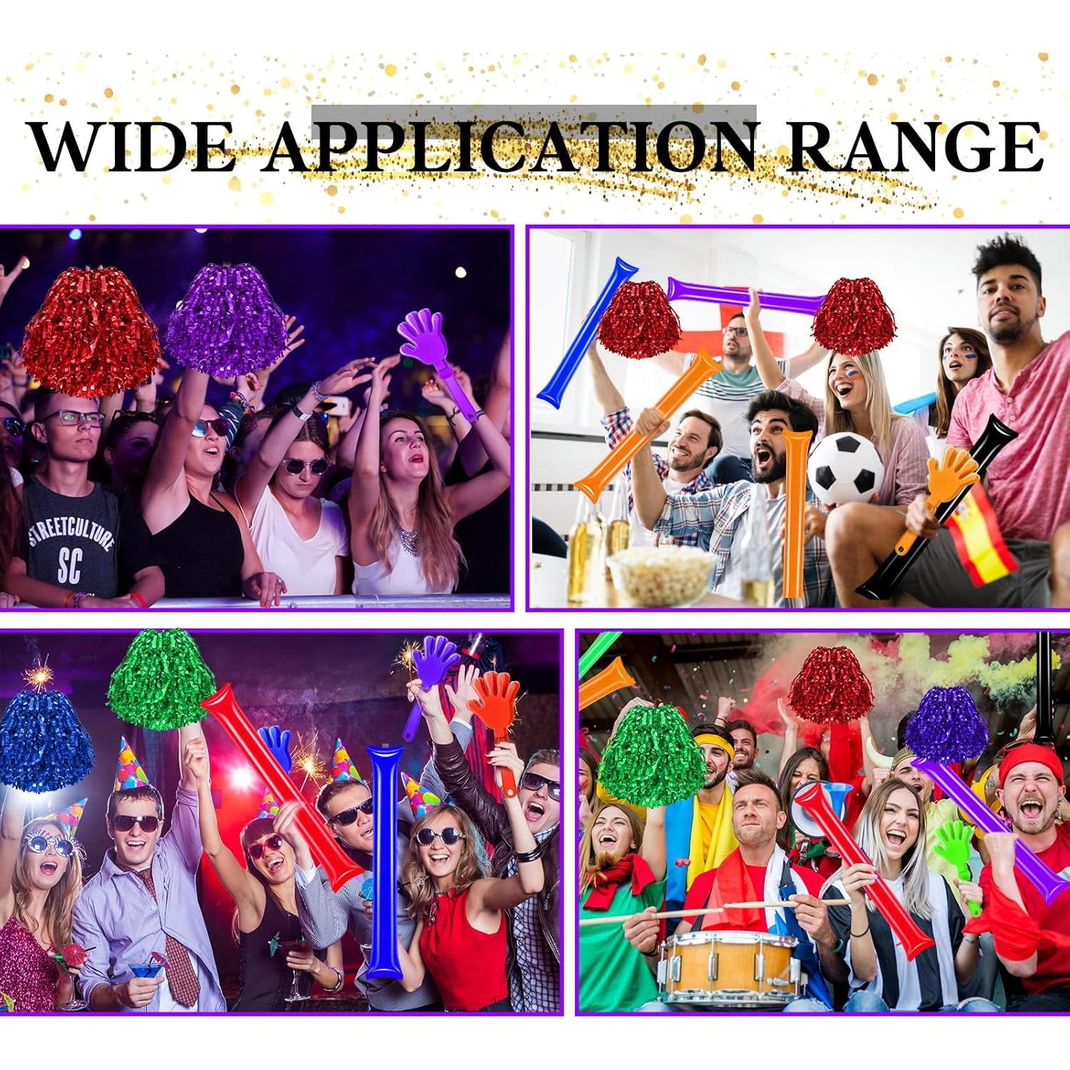 40 Accesorios de Animación Morados - Aplaudidores, Pompones y Palos