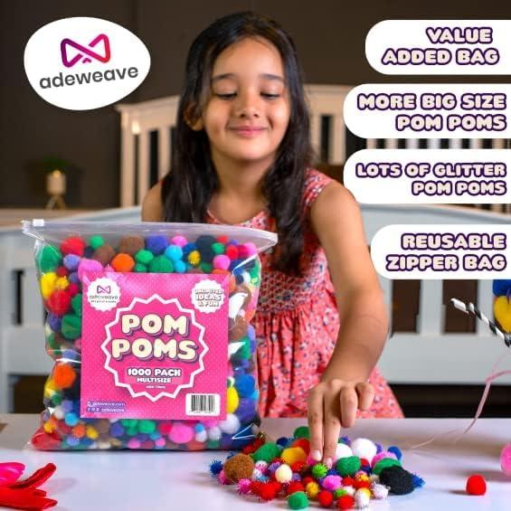 Pompones Multicolores Adeweave - 1000 Piezas Variadas para Manualidades