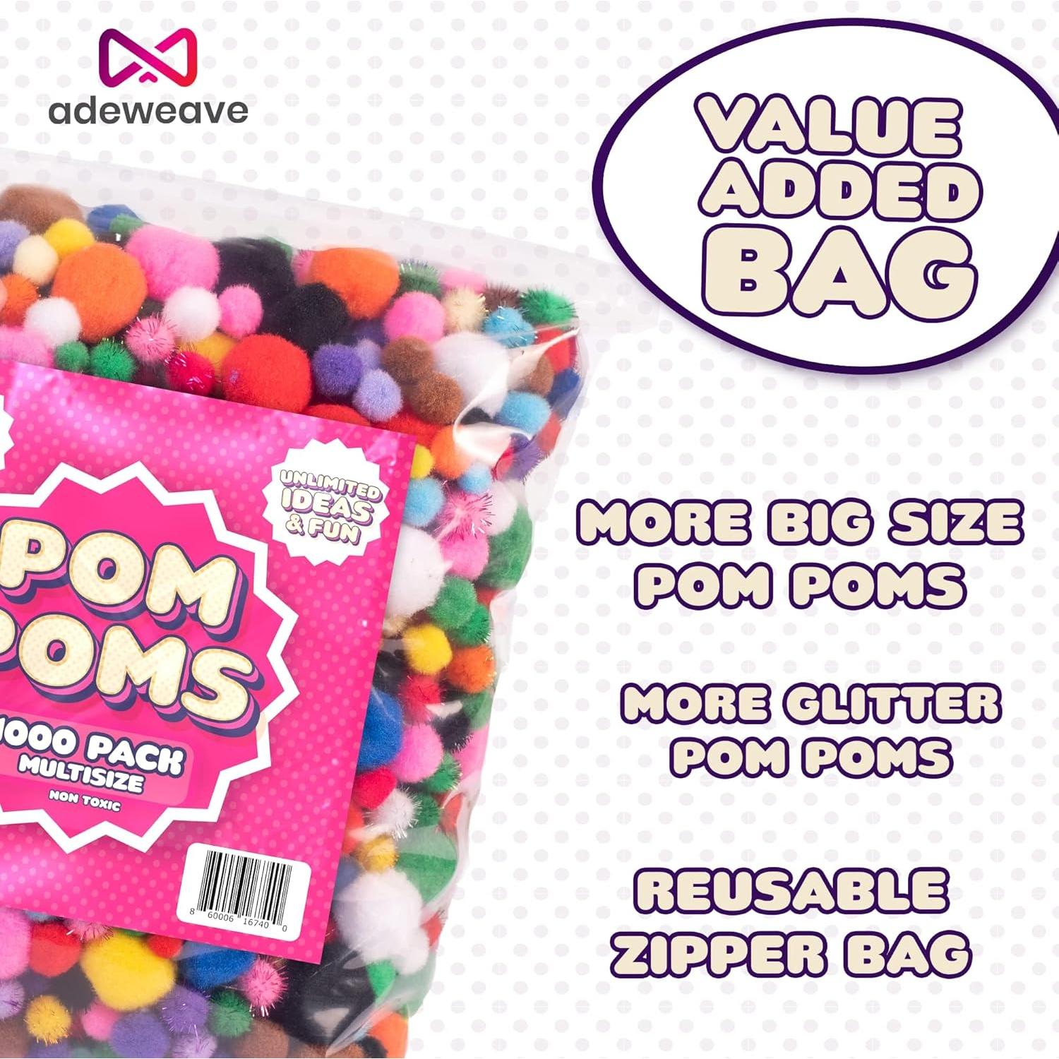 Pompones Multicolores Adeweave - 1000 Piezas Variadas para Manualidades