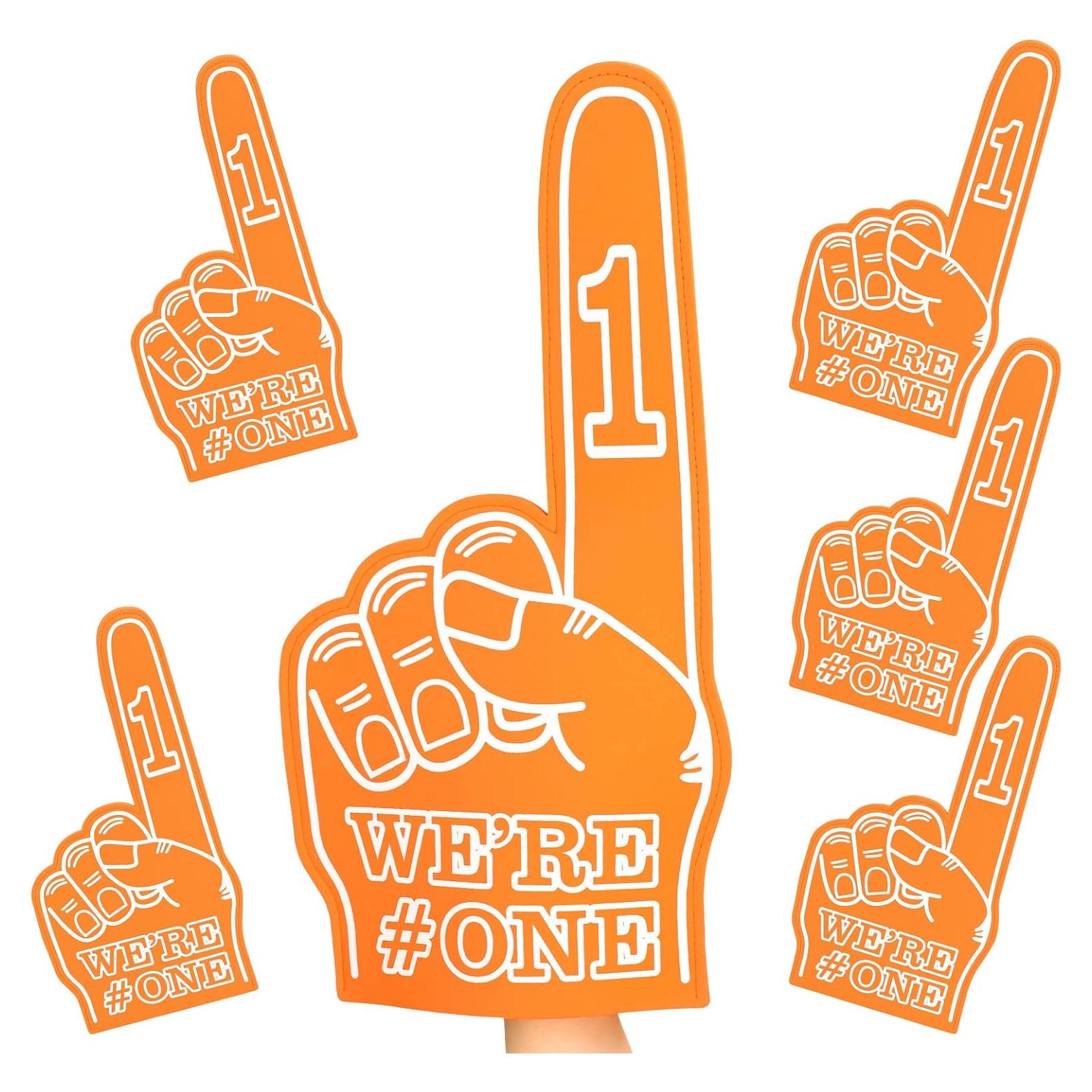 Dedo de Espuma Gigante Sotiff Paquete de 6 Naranja 23x46cm