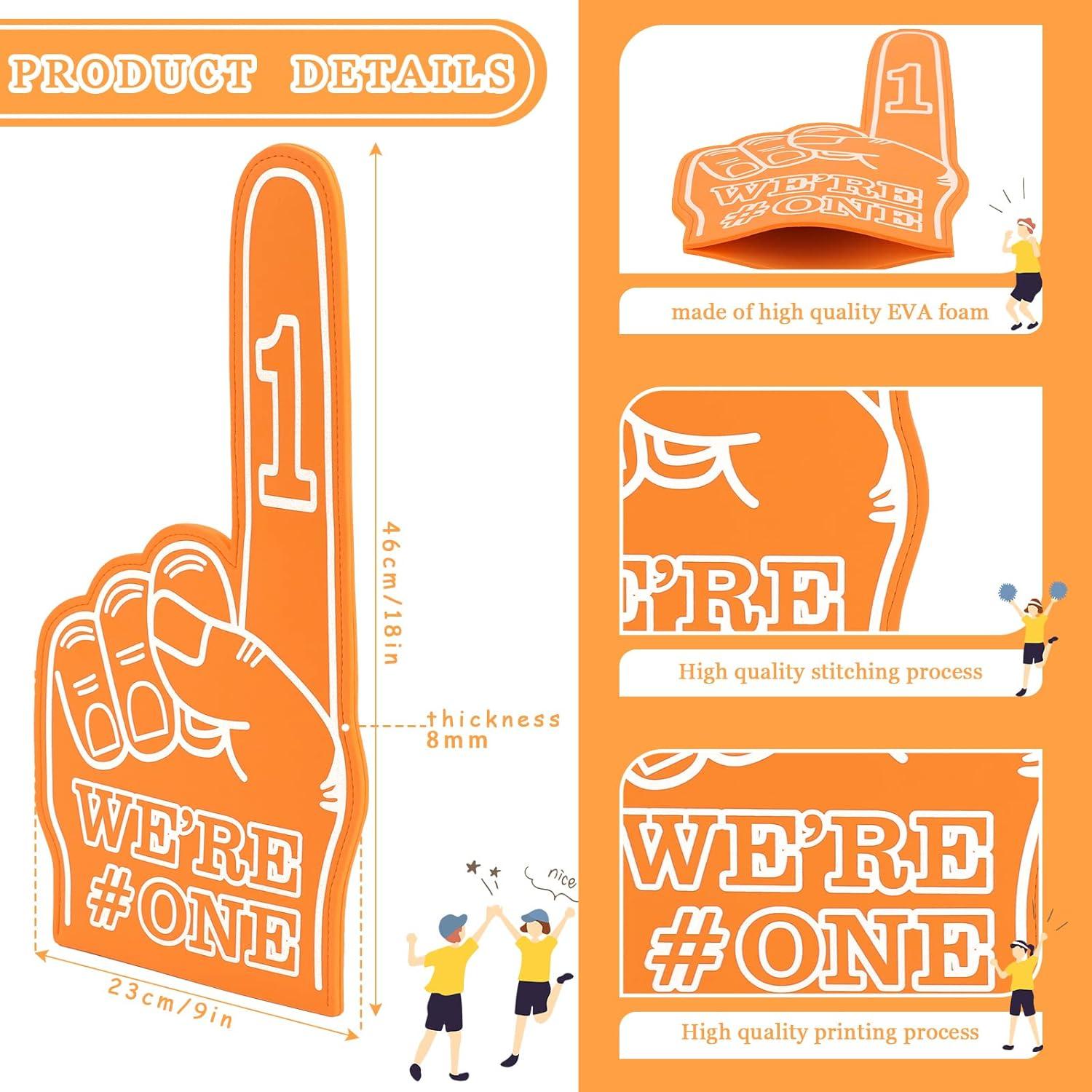 Dedo de Espuma Gigante Sotiff Paquete de 6 Naranja 23x46cm