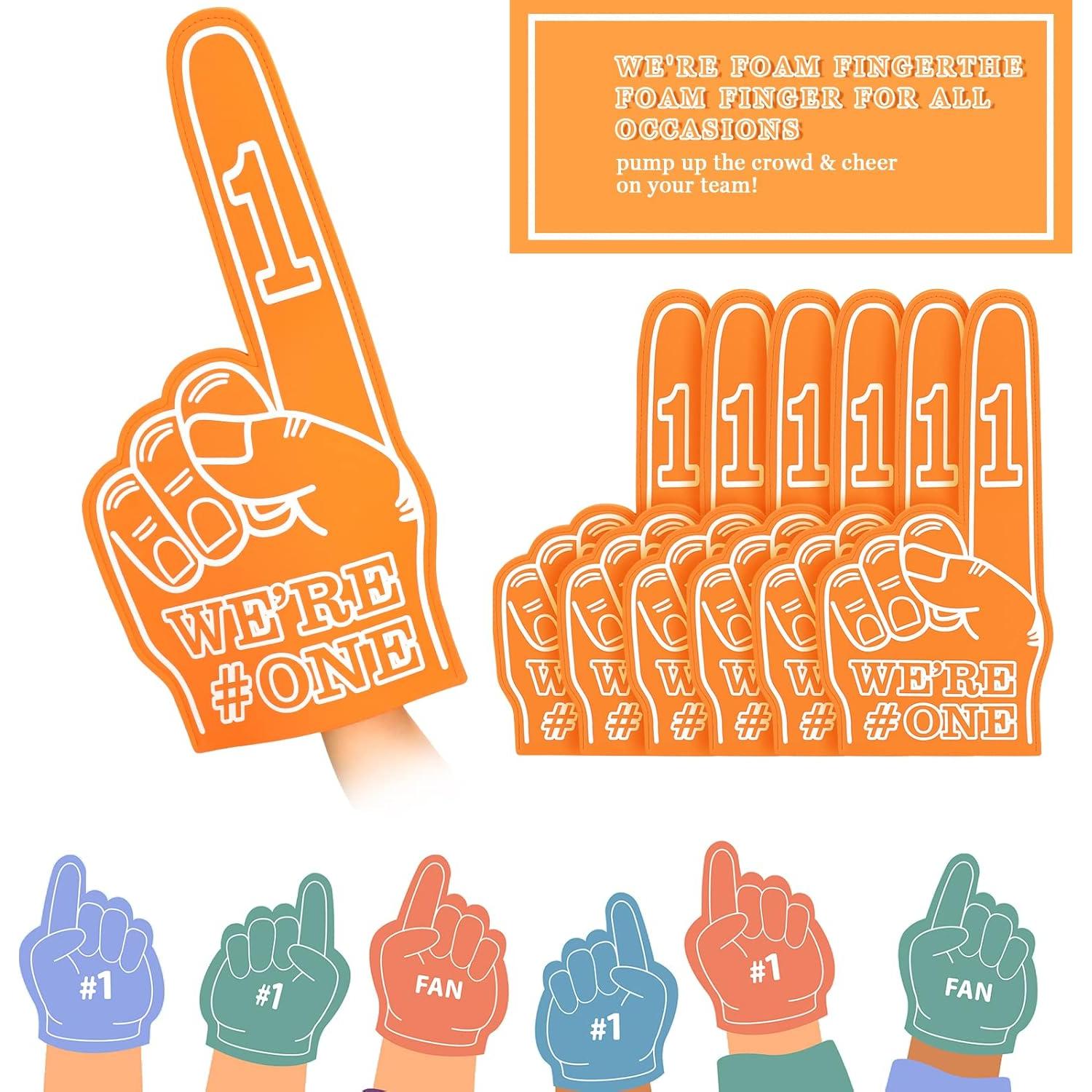 Dedo de Espuma Gigante Sotiff Paquete de 6 Naranja 23x46cm