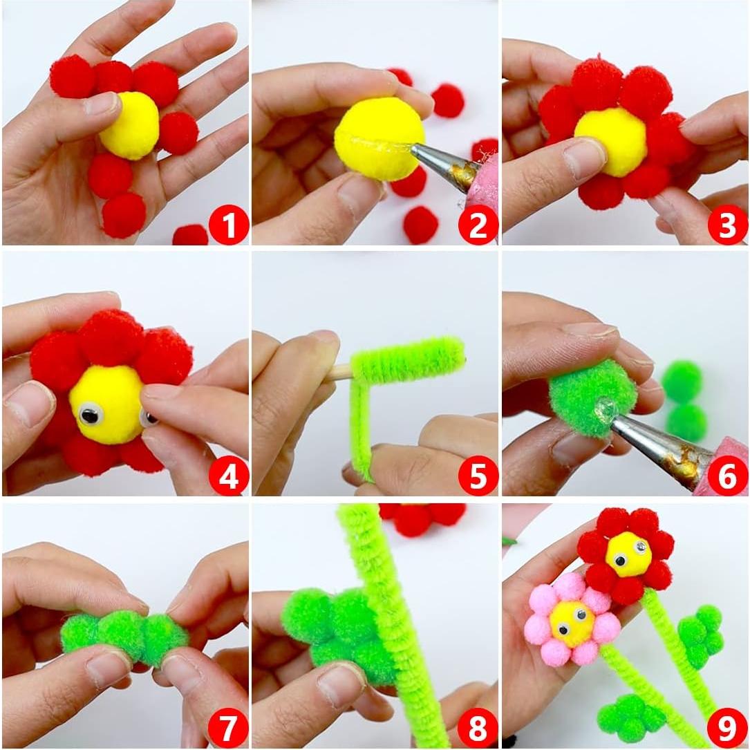 Pom Poms Multicolores Praisebank 300pcs 2.5cm para Manualidades