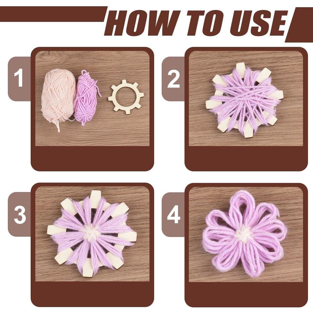 Telar Redondo de Madera BENECREAT 5 Piezas para Tejer Flores