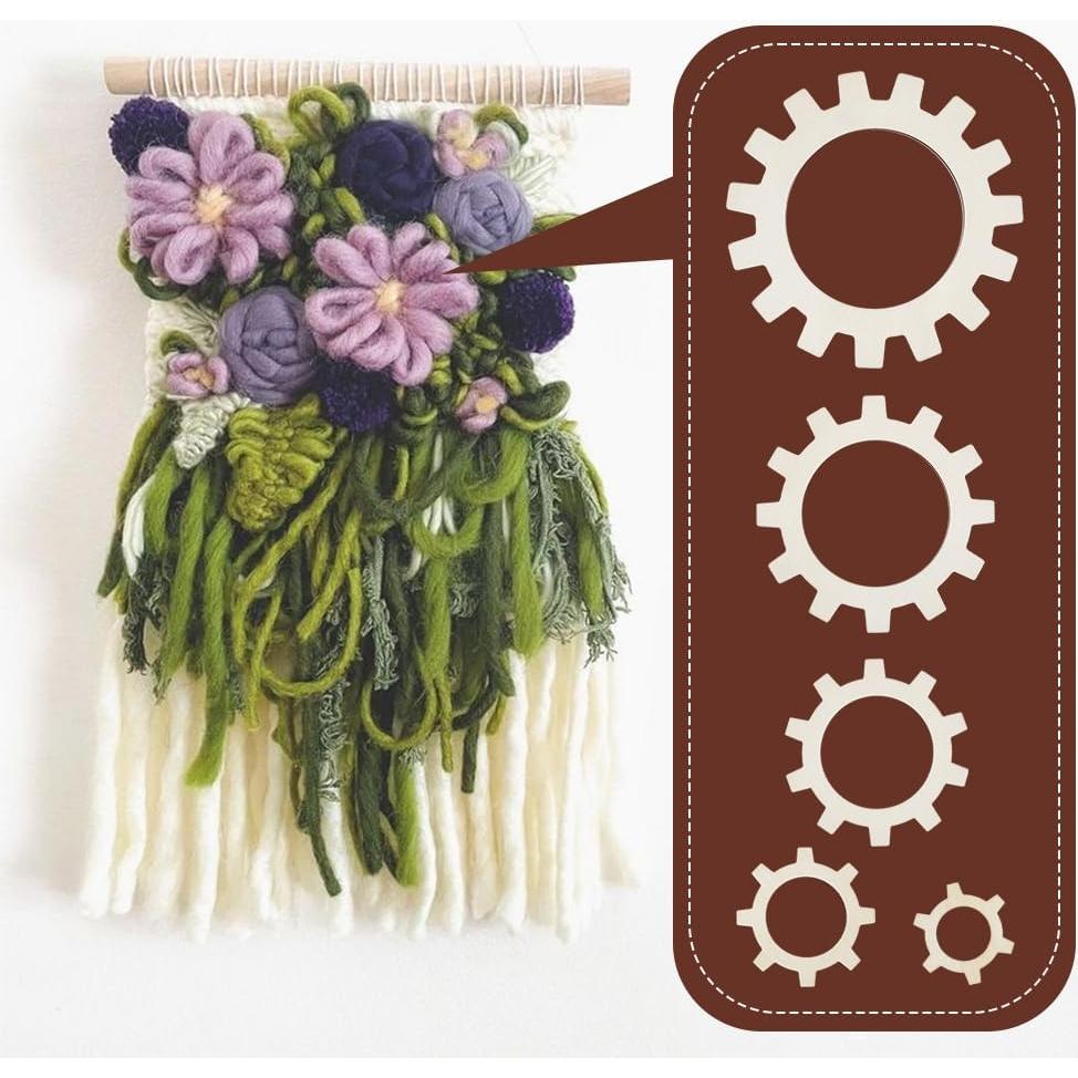 Telar Redondo de Madera BENECREAT 5 Piezas para Tejer Flores