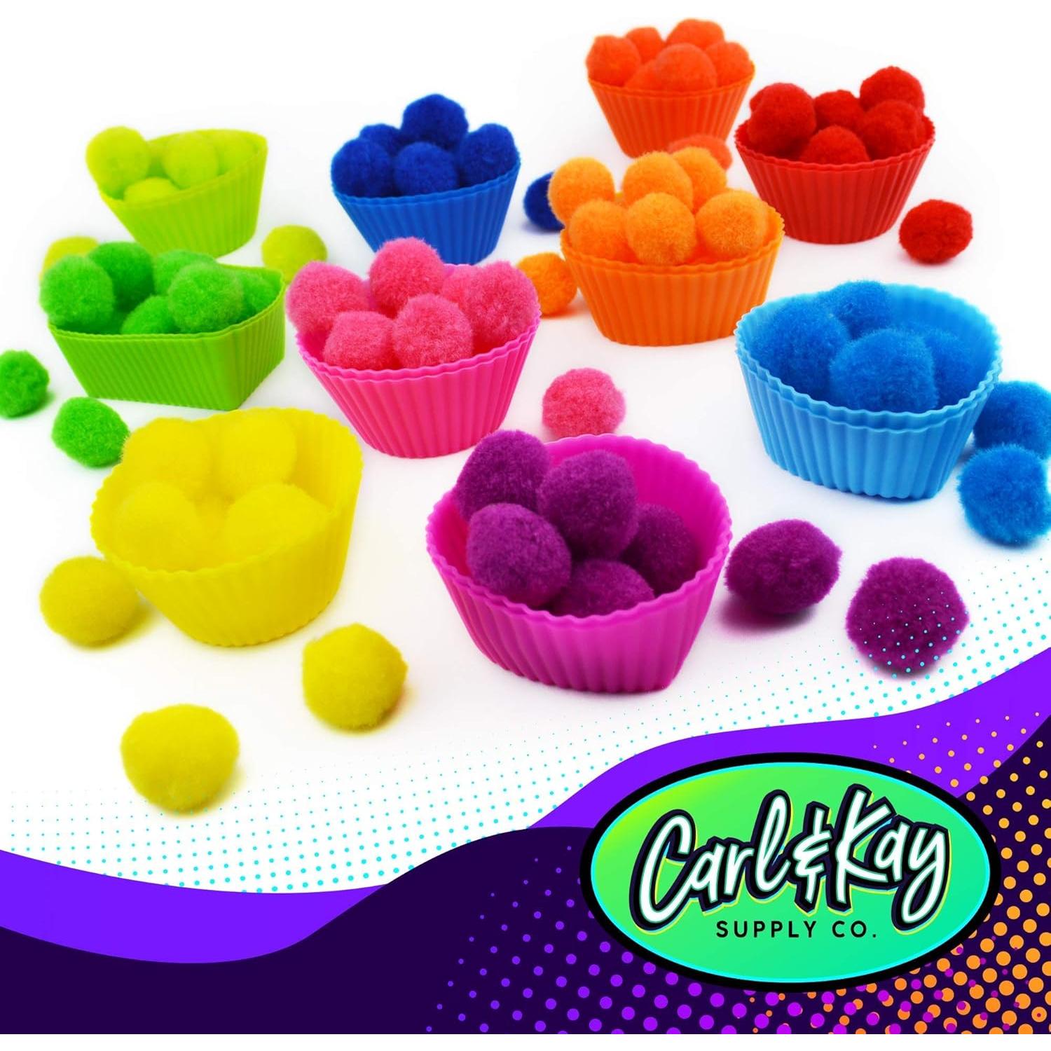 Carl & Kay 300 Pom Poms 2.54 cm y 50 Ojos Móviles para Manualidades