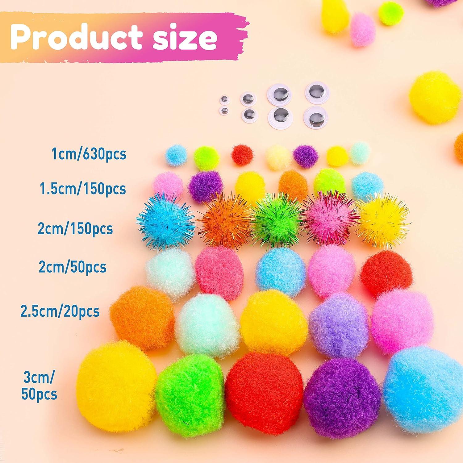 Caydo 1200PCS Bolas de Pom Pom para Manualidades - Colores Variados