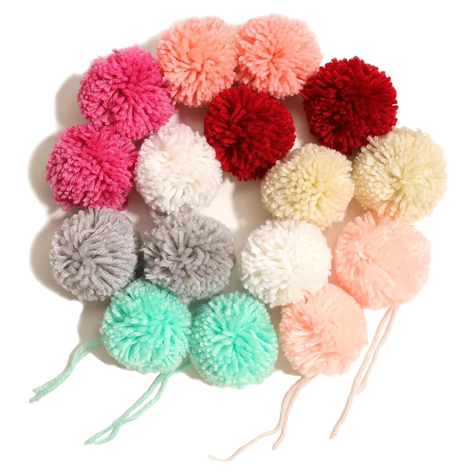 16 Pompones de Hilo Acrílico 8CM para Manualidades DIY