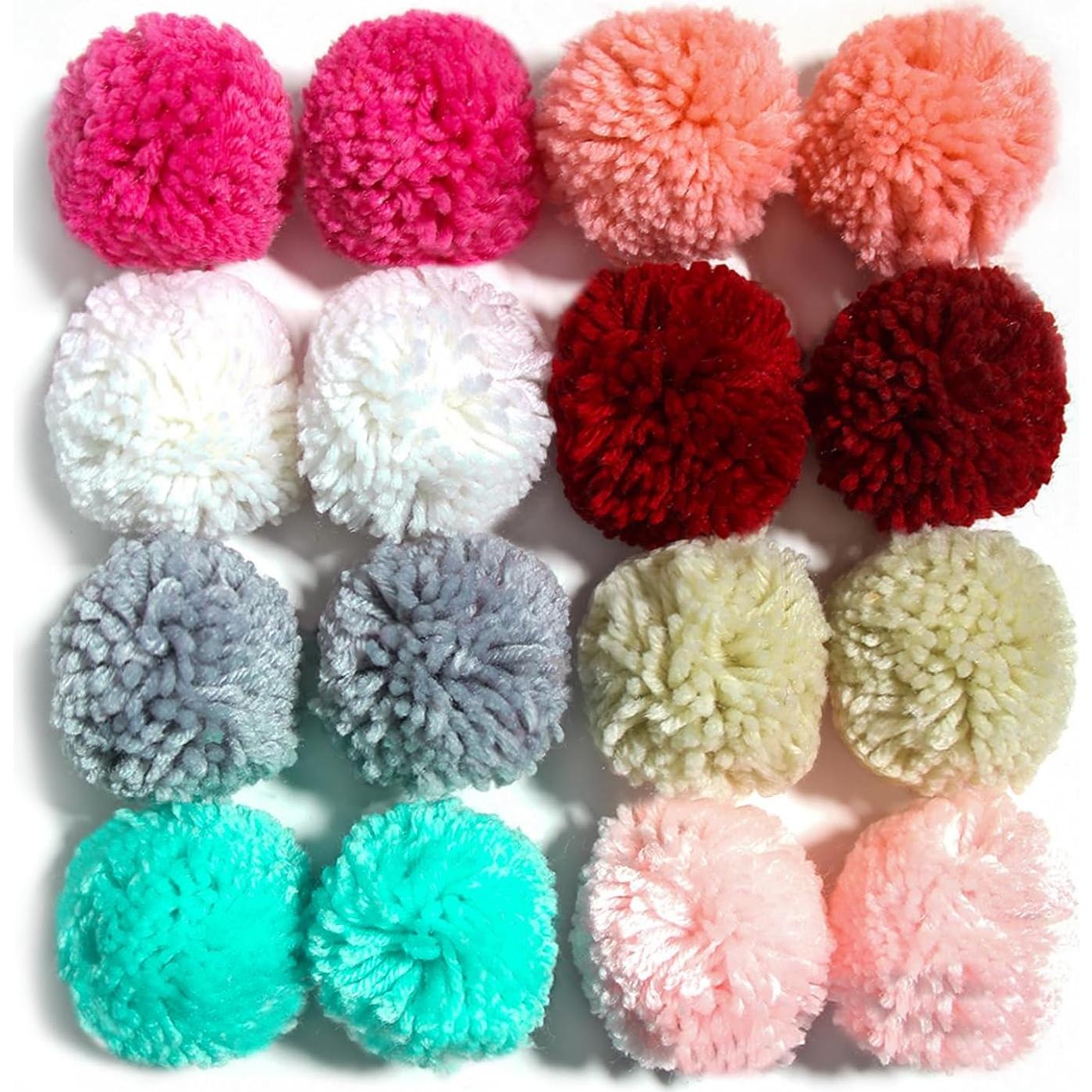 16 Pompones de Hilo Acrílico 8CM para Manualidades DIY