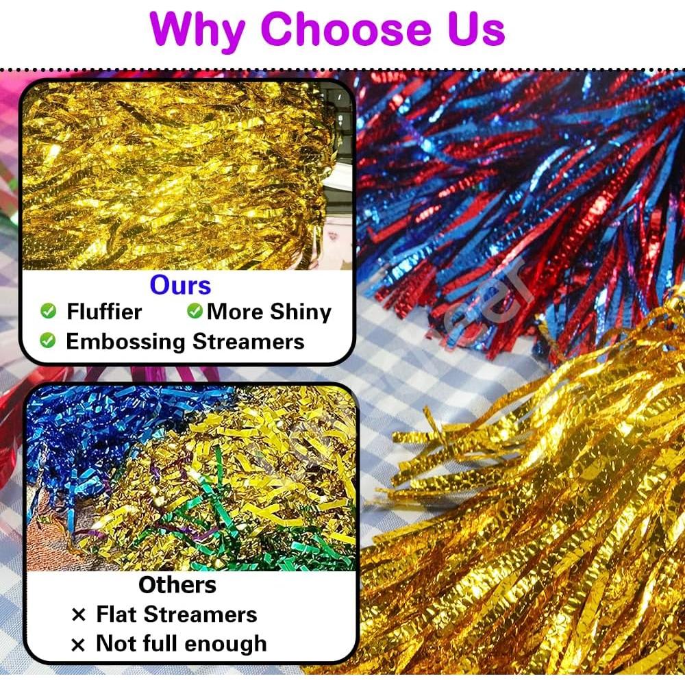 Pompones de Animación Lovecheer 12 Piezas Brillantes Rosa Fucsia