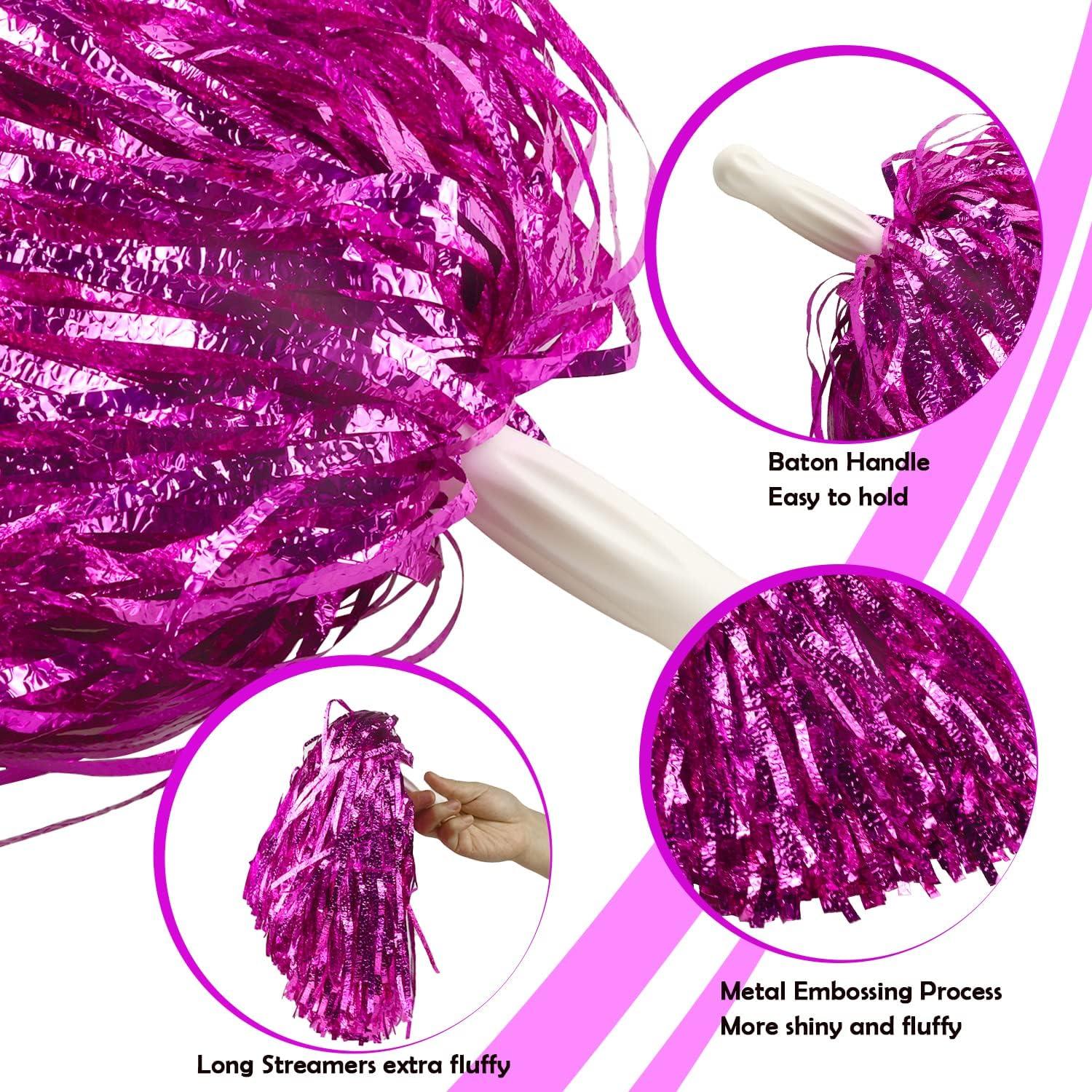 Pompones de Animación Lovecheer 12 Piezas Brillantes Rosa Fucsia