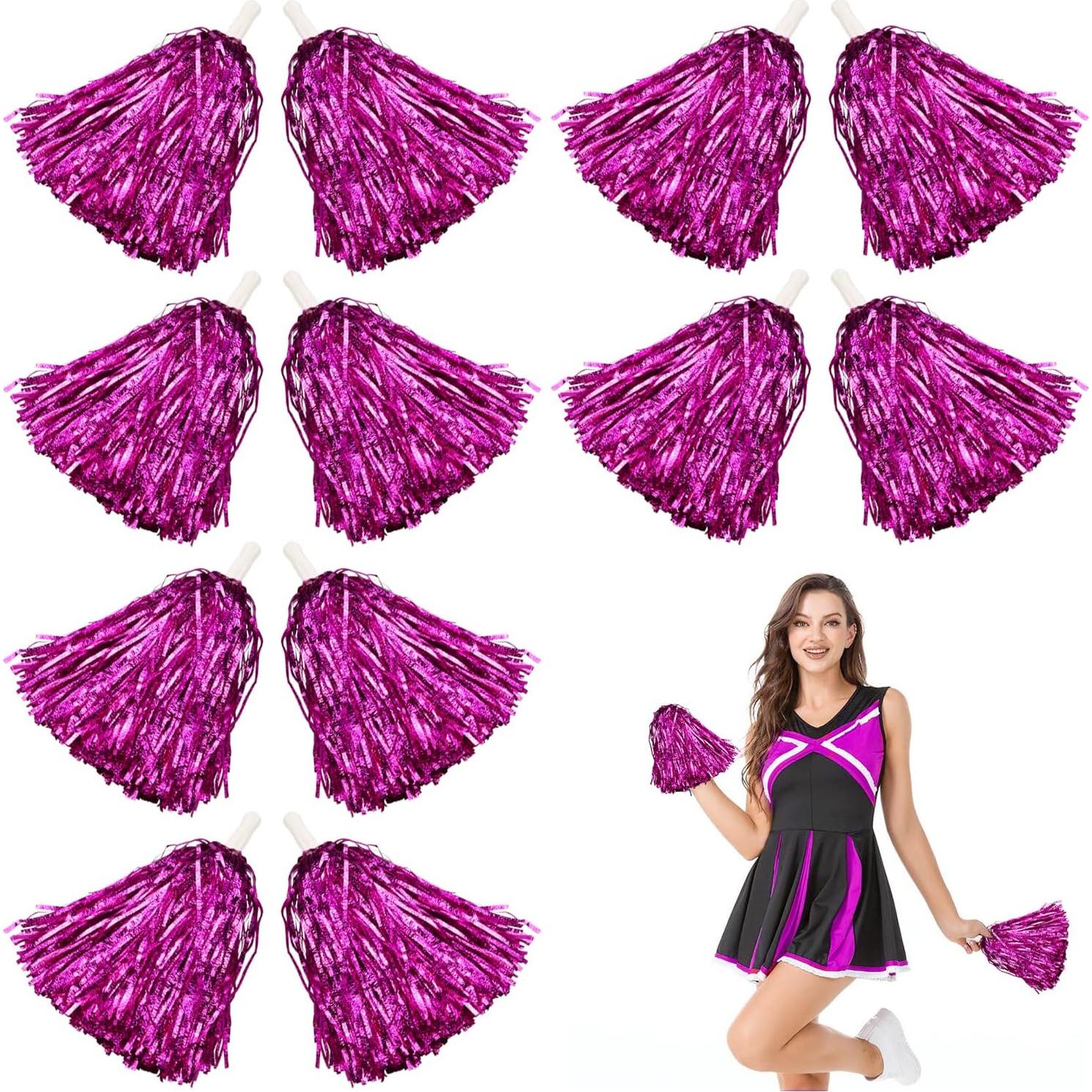 Pompones de Animación Lovecheer 12 Piezas Brillantes Rosa Fucsia