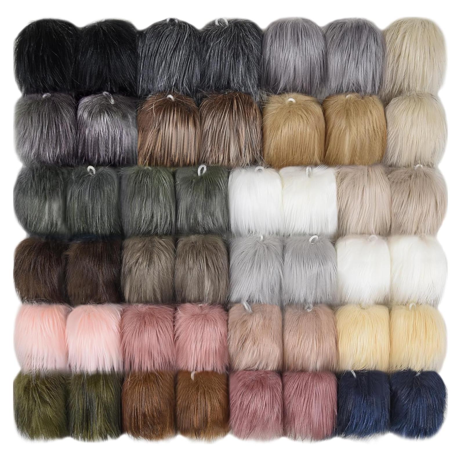 46 Piezas Pom Pom de Piel Sintética SIQUK 10 cm Colores Suaves