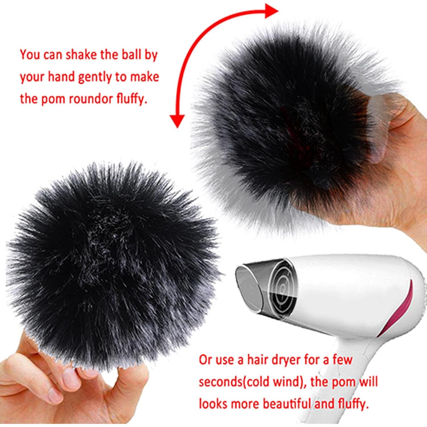 46 Piezas Pom Pom de Piel Sintética SIQUK 10 cm Colores Suaves