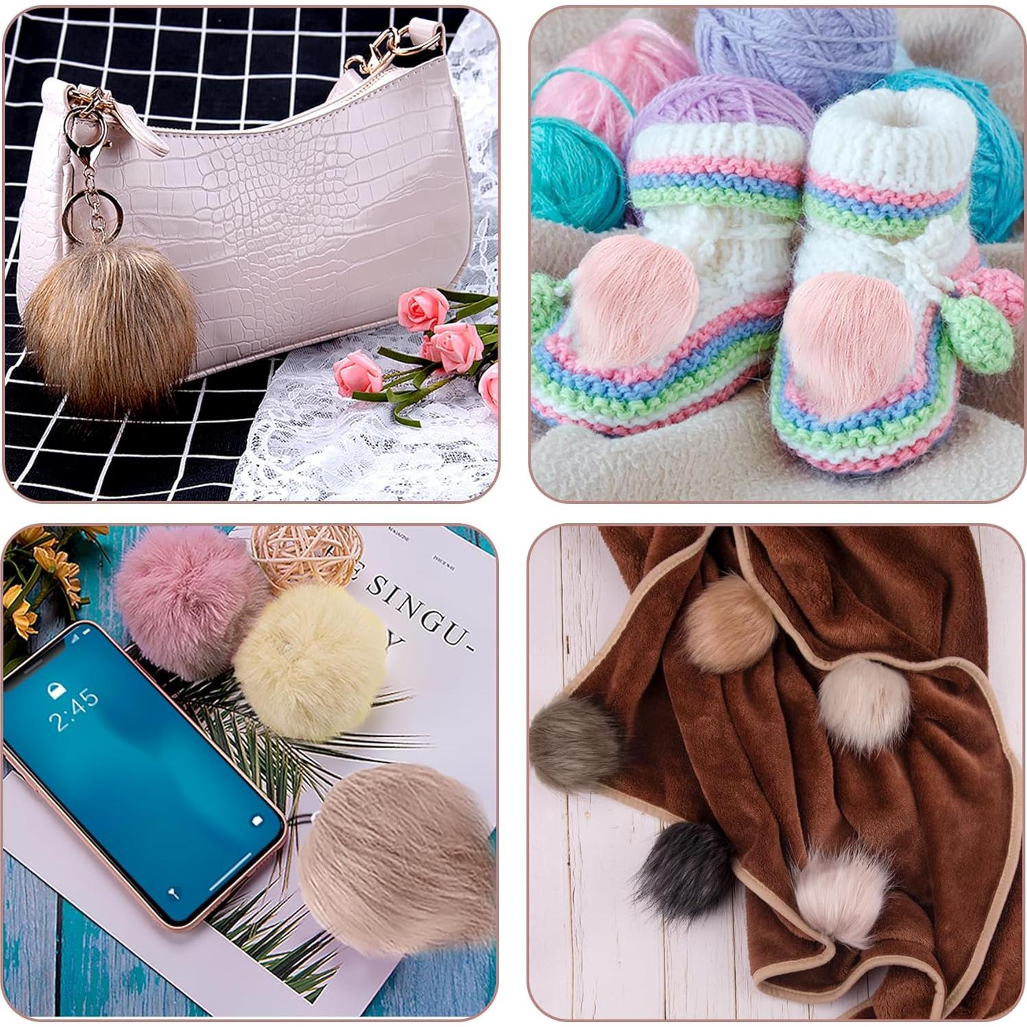 46 Piezas Pom Pom de Piel Sintética SIQUK 10 cm Colores Suaves